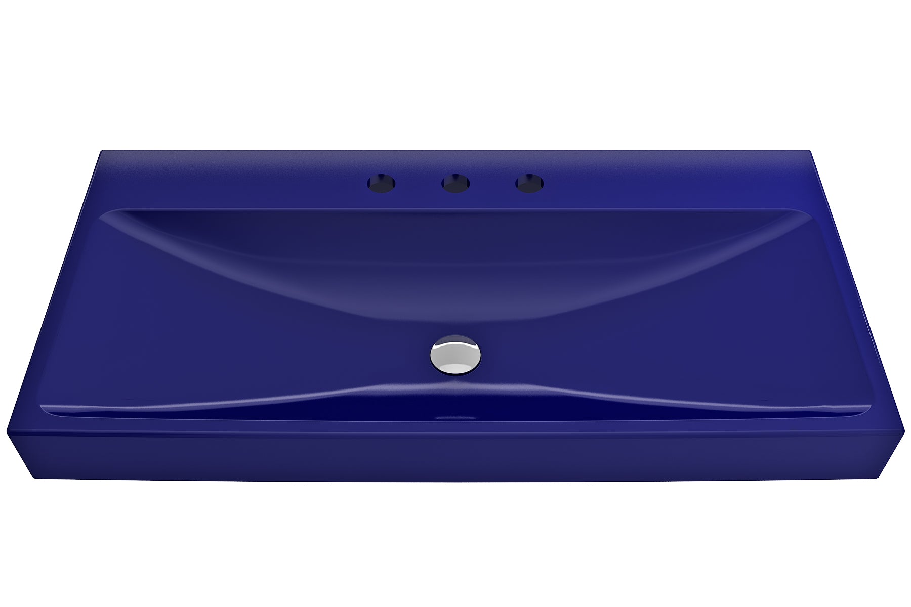 Alternate Image for BOCCHI Scala 40" Rectangle Wallmount Fireclay Bathroom Sink, Sapphire Blue, 3 Faucet Hole, 1079-010-0127