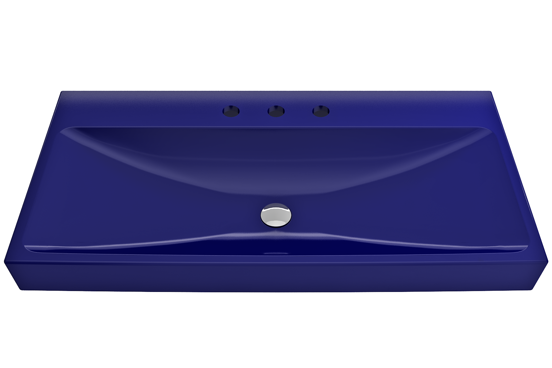 Alternate Image for BOCCHI Scala 40" Rectangle Wallmount Fireclay Bathroom Sink, Sapphire Blue, 3 Faucet Hole, 1079-010-0127