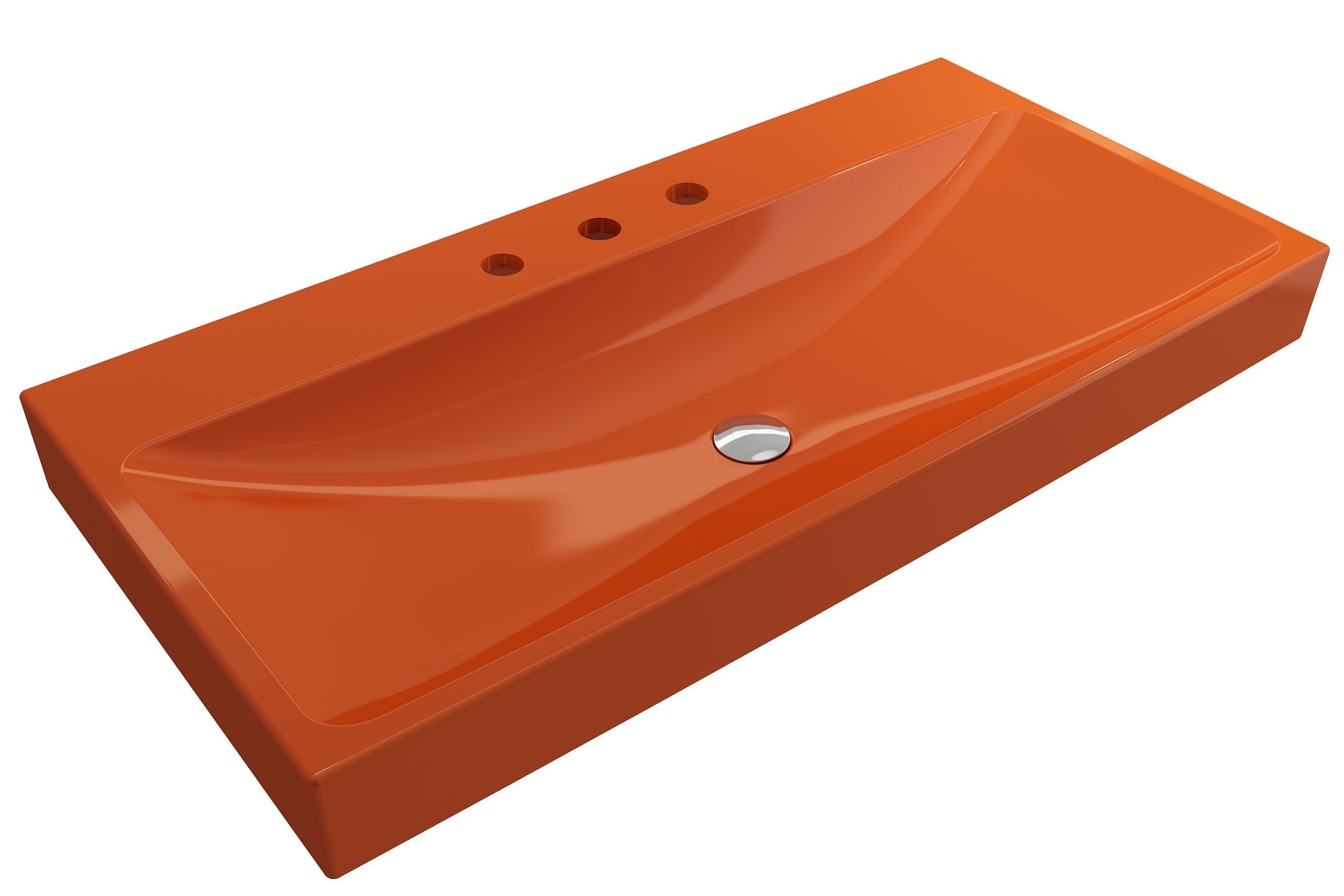 Alternate Image for BOCCHI Scala 40" Rectangle Wallmount Fireclay Bathroom Sink, Orange, 3 Faucet Hole, 1079-012-0127