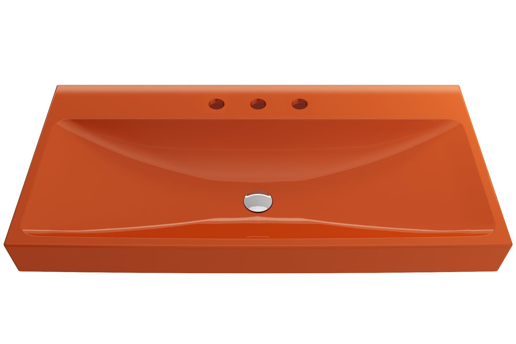 Alternate Image for BOCCHI Scala 40" Rectangle Wallmount Fireclay Bathroom Sink, Orange, 3 Faucet Hole, 1079-012-0127