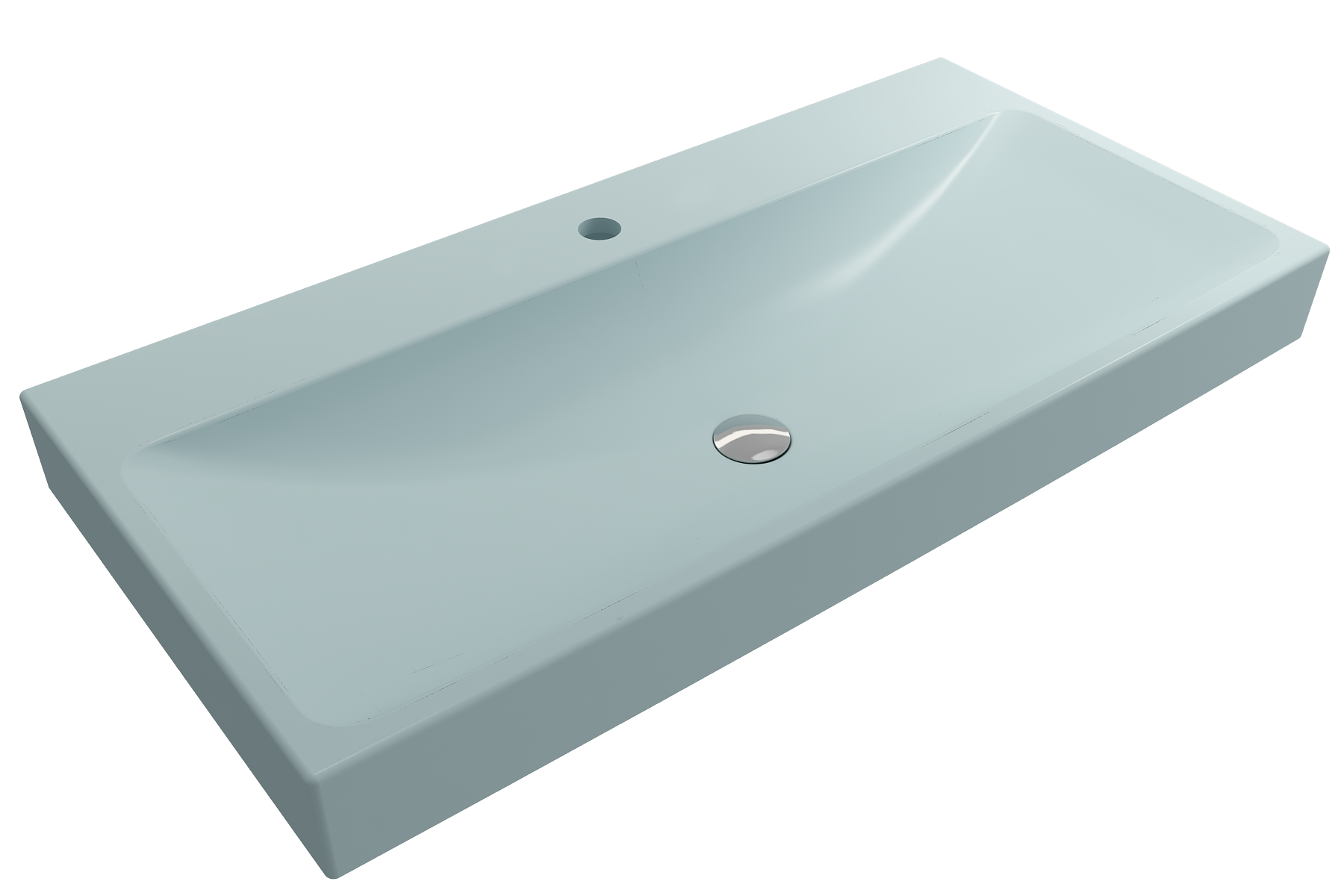 Alternate Image for BOCCHI Scala 40" Rectangle Wallmount Fireclay Bathroom Sink, Matte Ice Blue, Single Faucet Hole, 1079-029-0126