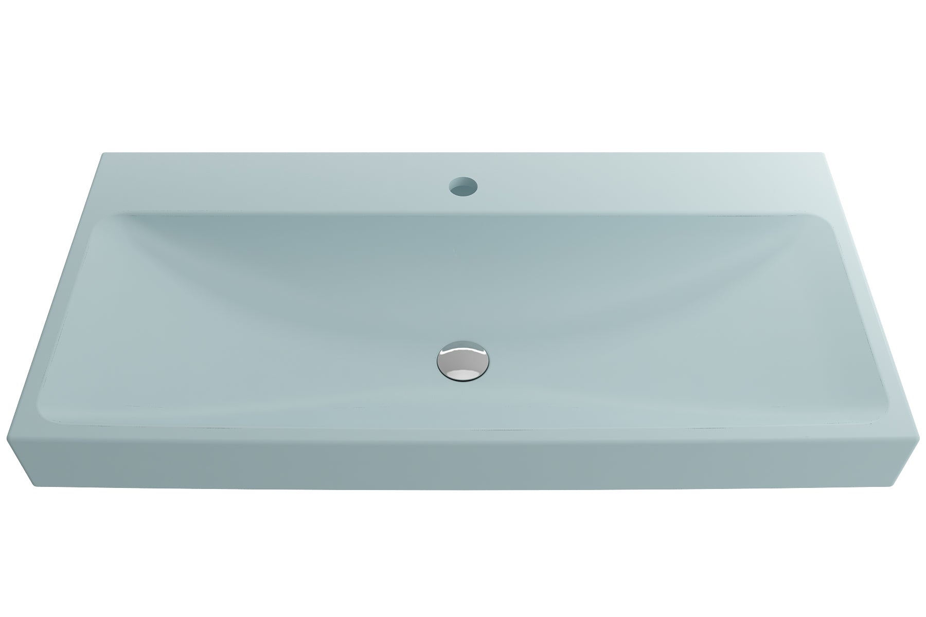 Alternate Image for BOCCHI Scala 40" Rectangle Wallmount Fireclay Bathroom Sink, Matte Ice Blue, Single Faucet Hole, 1079-029-0126