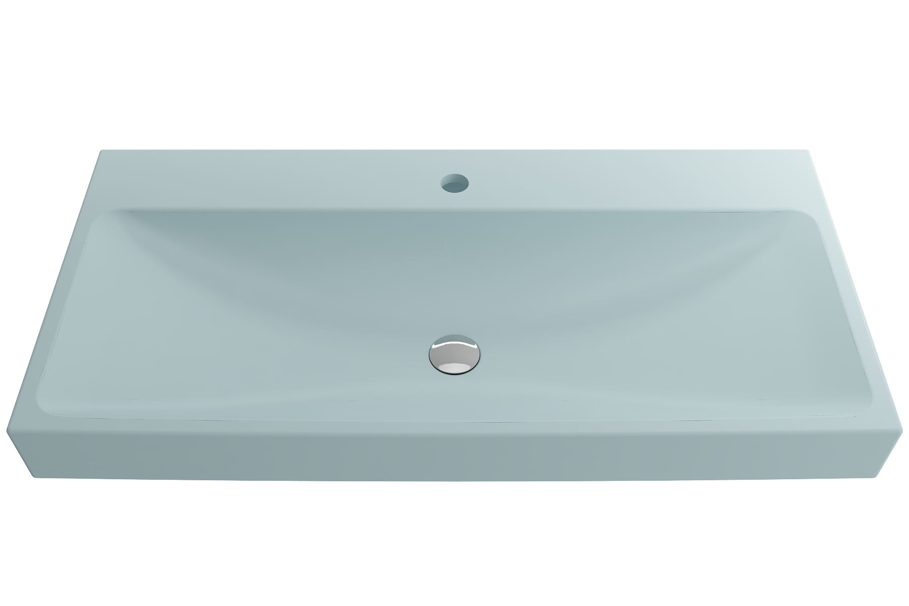 Alternate Image for BOCCHI Scala 40" Rectangle Wallmount Fireclay Bathroom Sink, Matte Ice Blue, Single Faucet Hole, 1079-029-0126