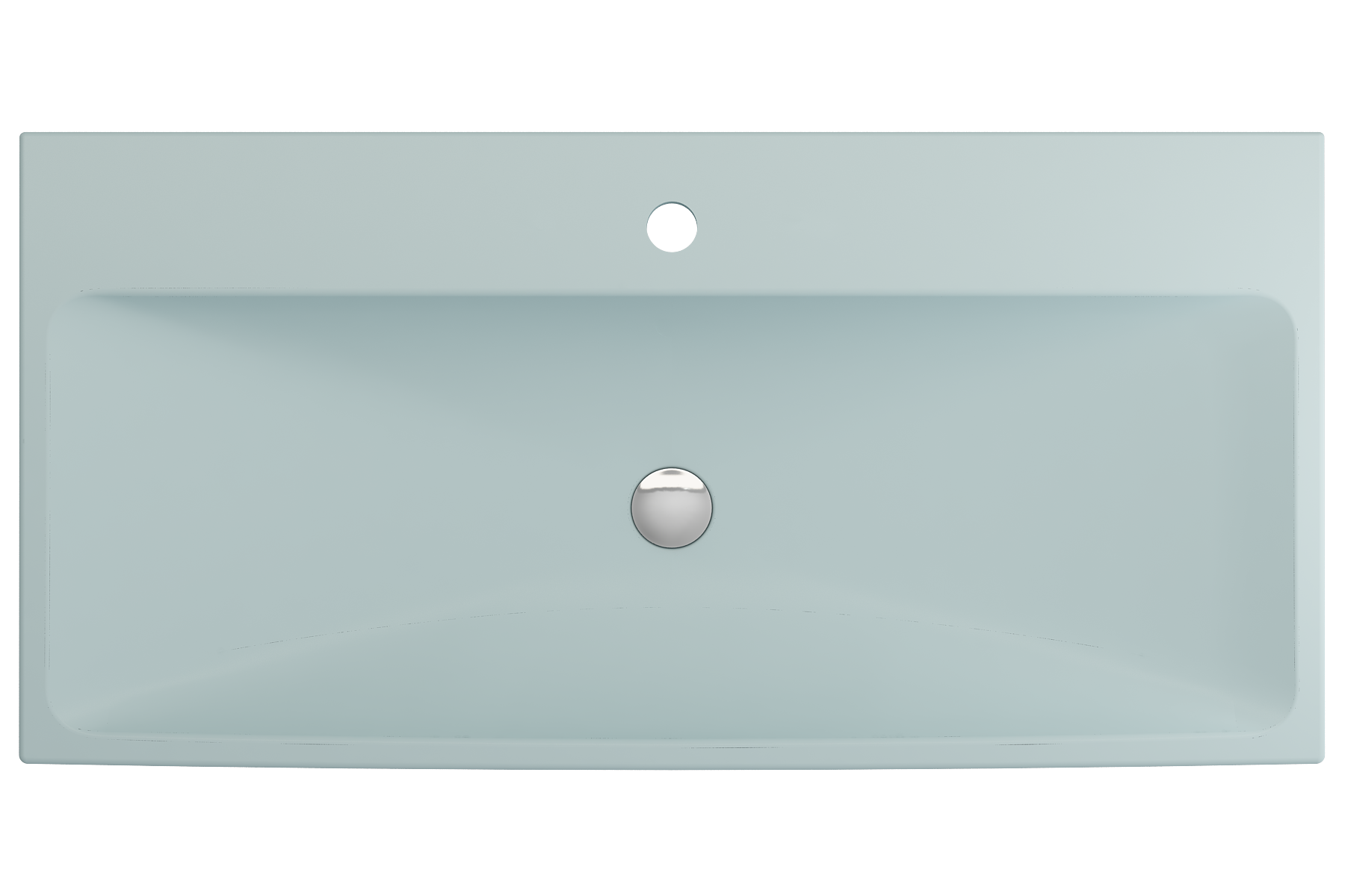 Alternate Image for BOCCHI Scala 40" Rectangle Wallmount Fireclay Bathroom Sink, Matte Ice Blue, Single Faucet Hole, 1079-029-0126