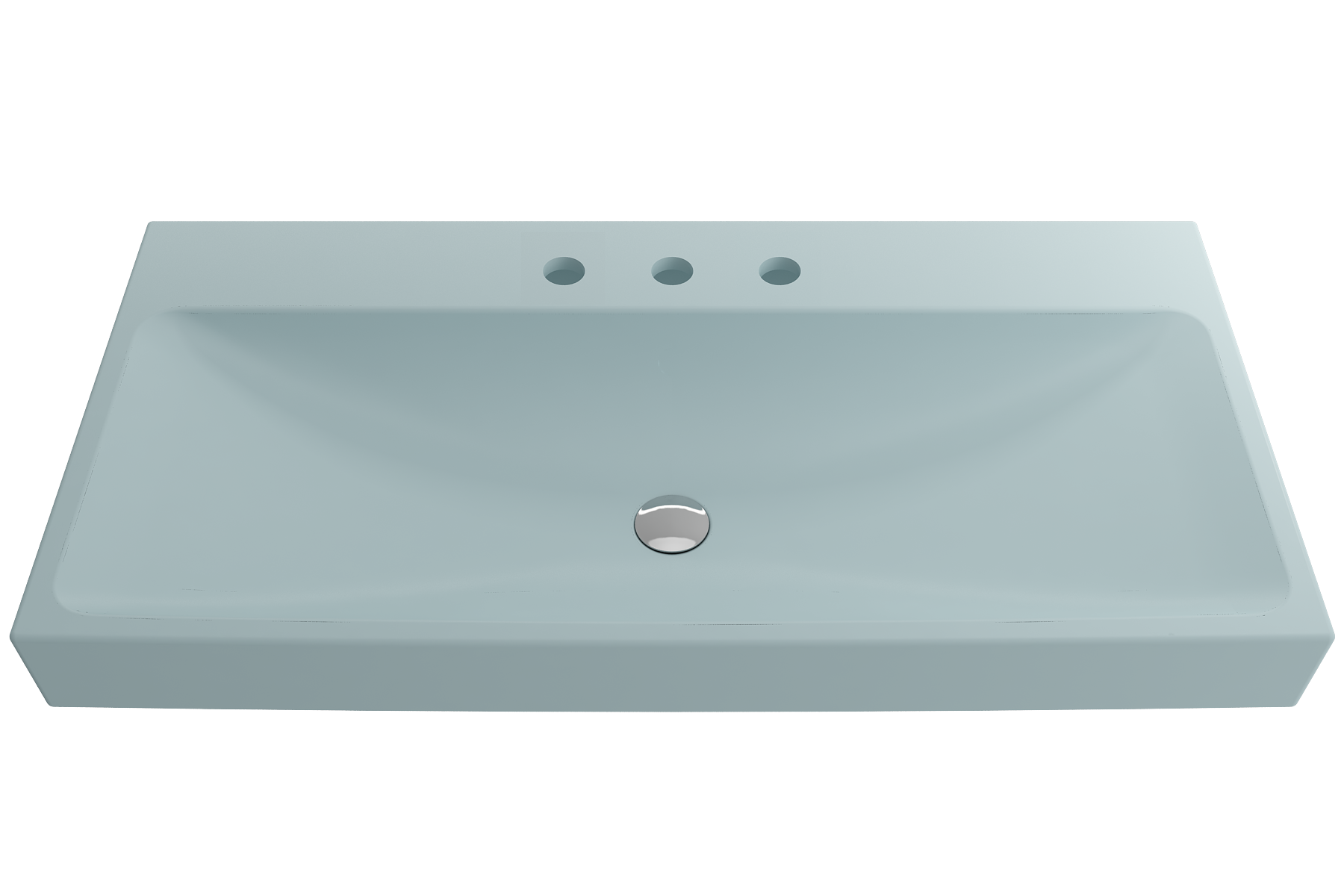 Alternate Image for BOCCHI Scala 40" Rectangle Wallmount Fireclay Bathroom Sink, Matte Ice Blue, 3 Faucet Hole, 1079-029-0127