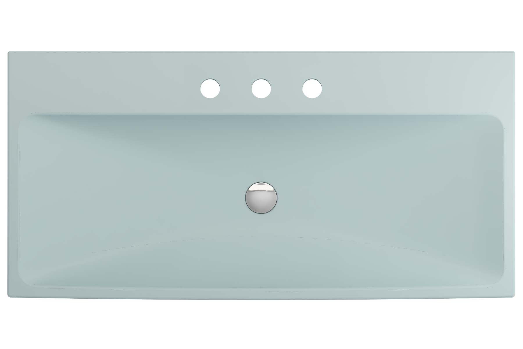 Alternate Image for BOCCHI Scala 40" Rectangle Wallmount Fireclay Bathroom Sink, Matte Ice Blue, 3 Faucet Hole, 1079-029-0127