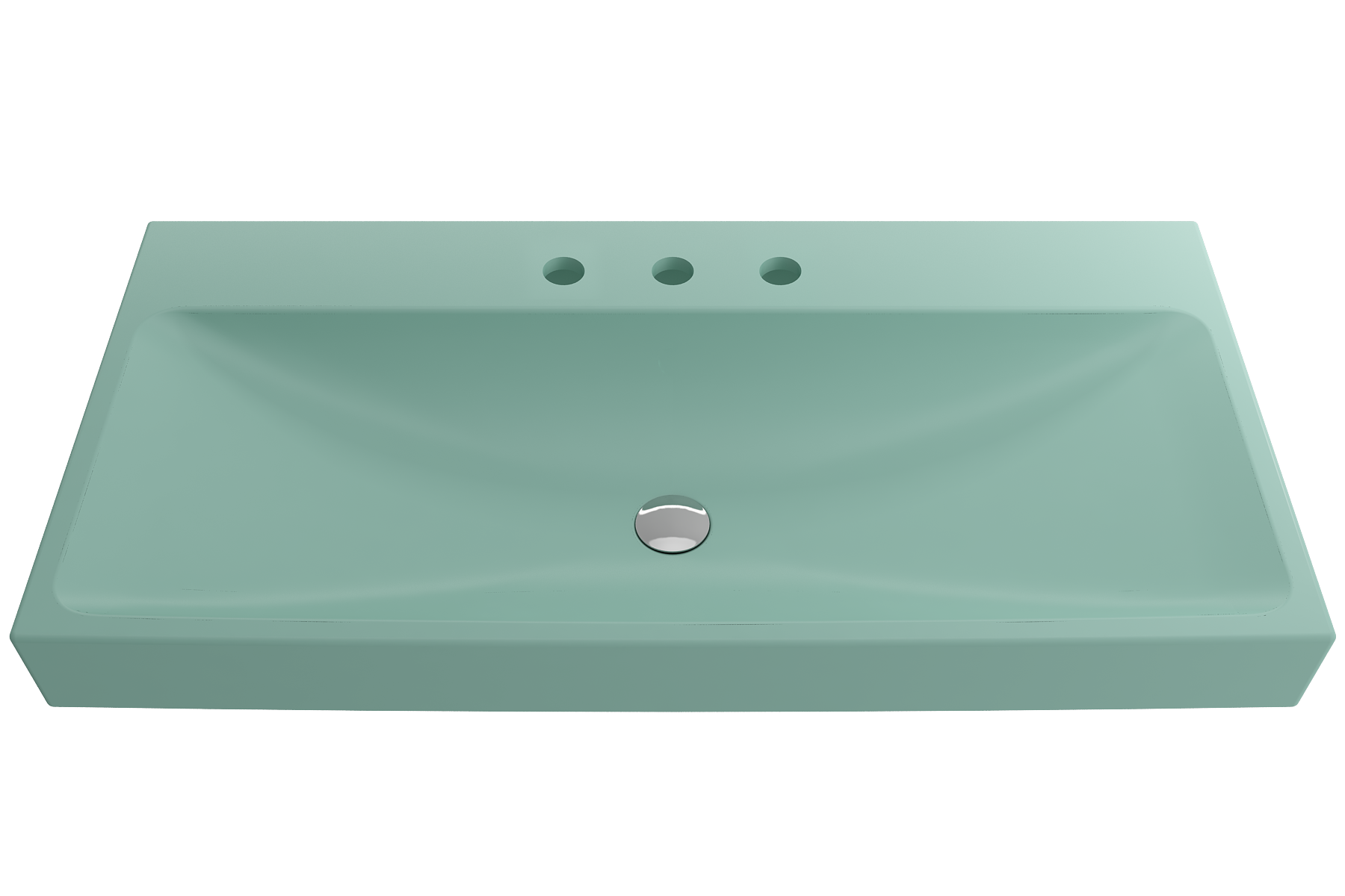 Alternate Image for BOCCHI Scala 40" Rectangle Wallmount Fireclay Bathroom Sink, Matte Mint Green, 3 Faucet Hole, 1079-033-0127