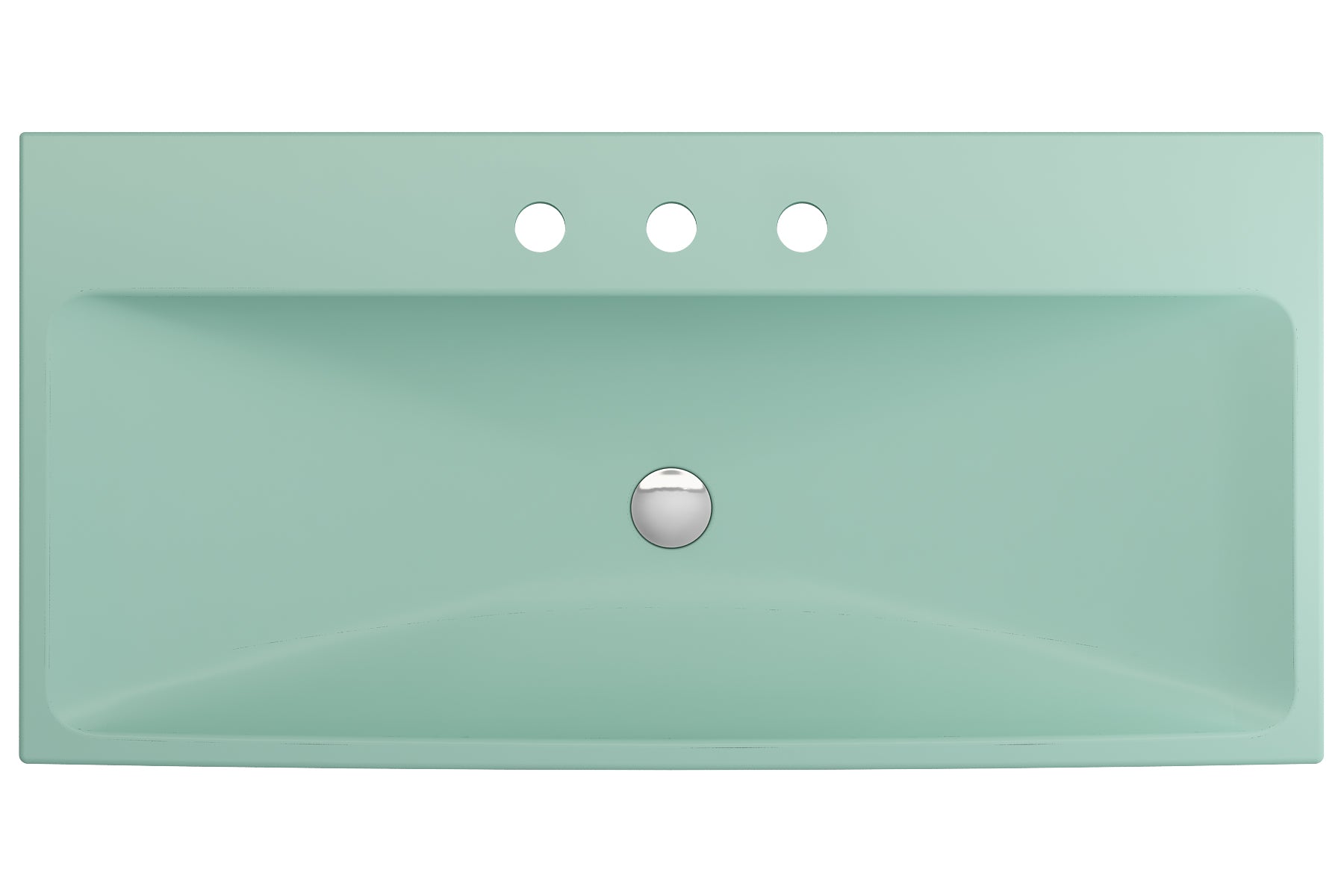 Alternate Image for BOCCHI Scala 40" Rectangle Wallmount Fireclay Bathroom Sink, Matte Mint Green, 3 Faucet Hole, 1079-033-0127