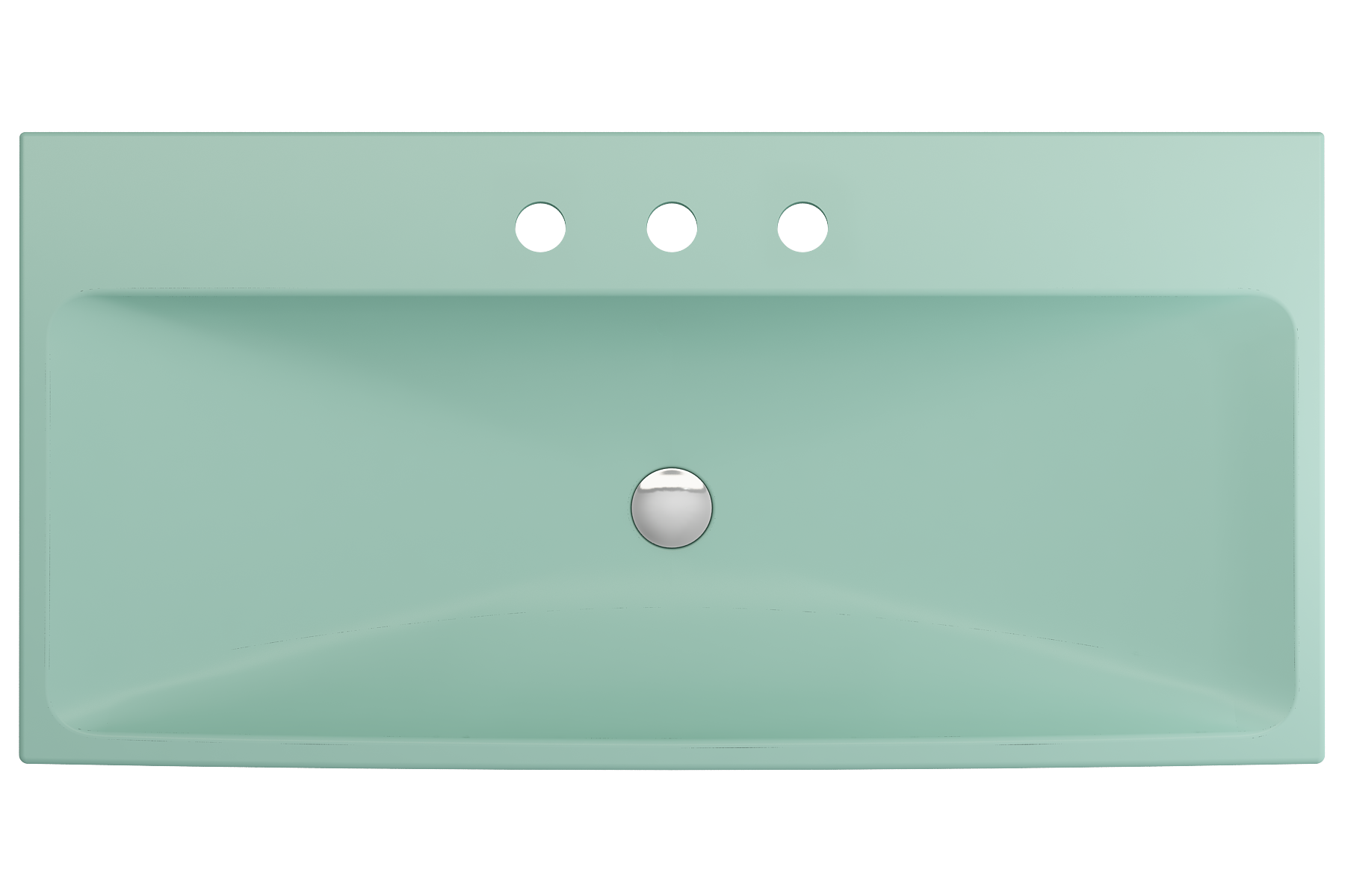 Alternate Image for BOCCHI Scala 40" Rectangle Wallmount Fireclay Bathroom Sink, Matte Mint Green, 3 Faucet Hole, 1079-033-0127