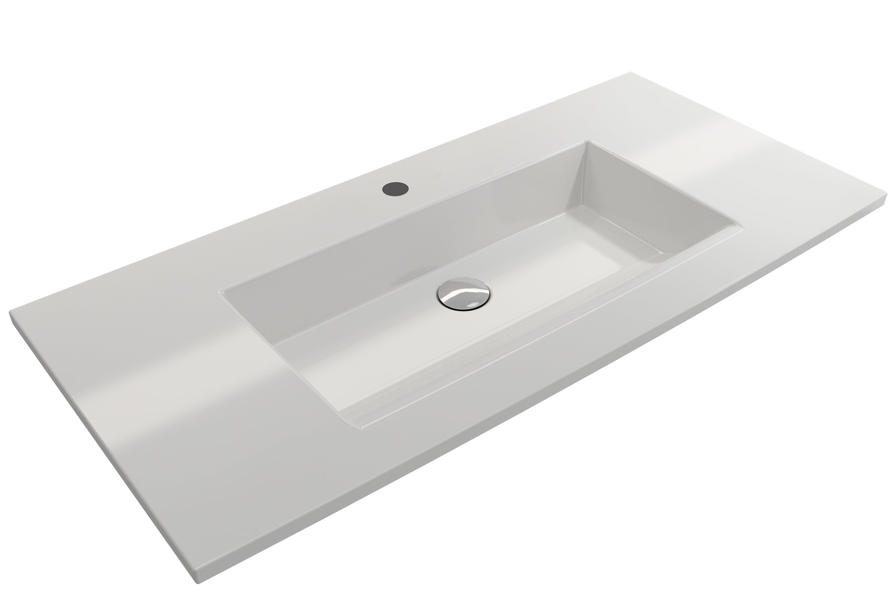 Alternate Image for BOCCHI Ravenna 41" Rectangle Wallmount Fireclay Bathroom Sink, White, Single Faucet Hole, 1105-001-0126