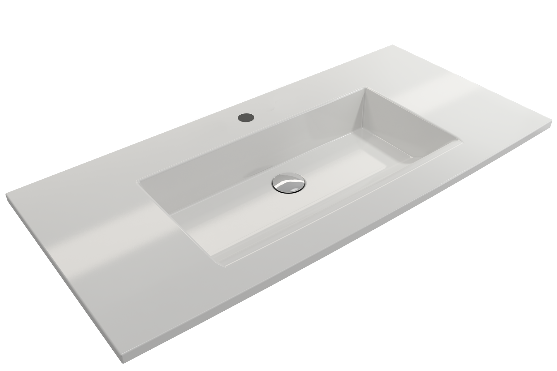 Alternate Image for BOCCHI Ravenna 41" Rectangle Wallmount Fireclay Bathroom Sink, White, Single Faucet Hole, 1105-001-0126
