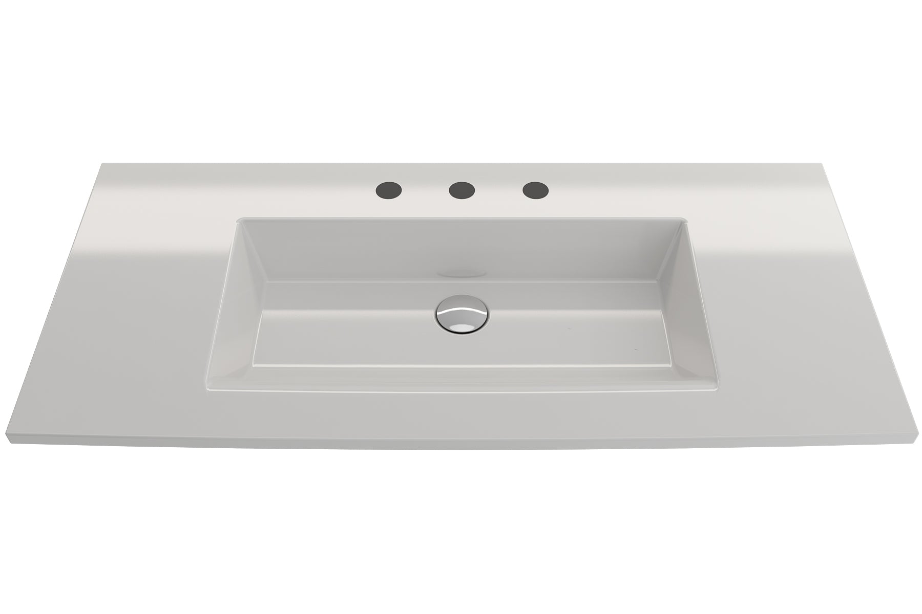 Alternate Image for BOCCHI Ravenna 41" Rectangle Wallmount Fireclay Bathroom Sink, White, 3 Faucet Hole, 1105-001-0127