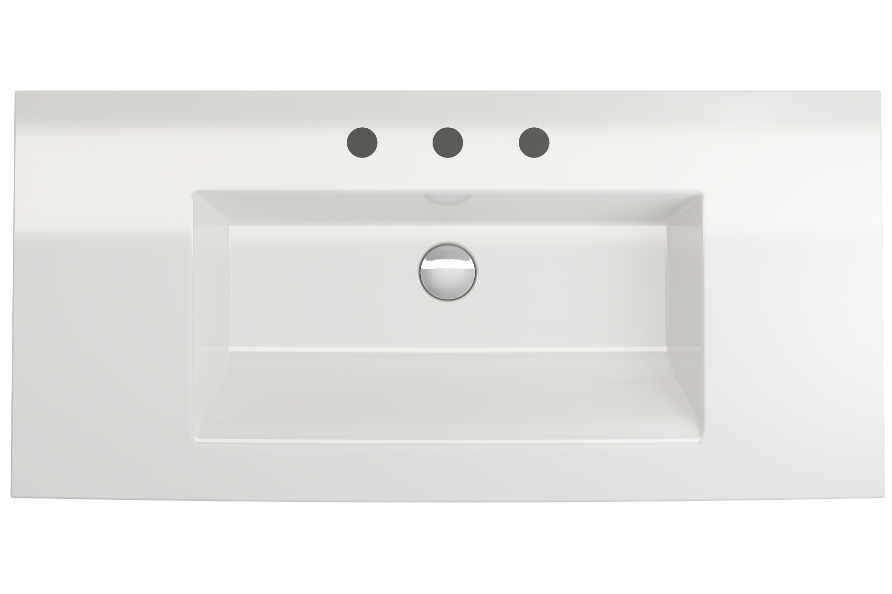 Alternate Image for BOCCHI Ravenna 41" Rectangle Wallmount Fireclay Bathroom Sink, White, 3 Faucet Hole, 1105-001-0127