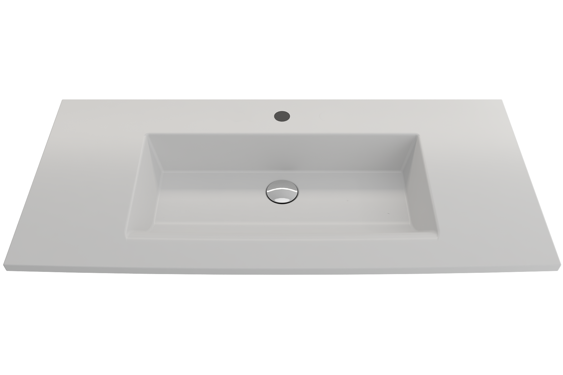 Alternate Image for BOCCHI Ravenna 41" Rectangle Wallmount Fireclay Bathroom Sink, Matte White, Single Faucet Hole, 1105-002-0126