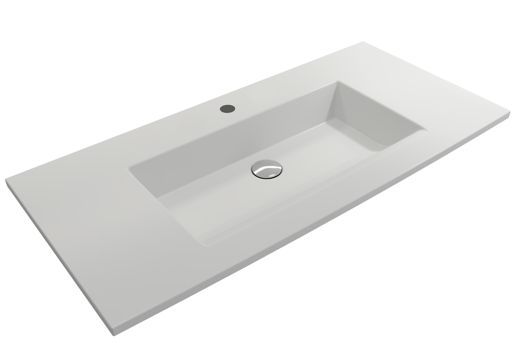 Alternate Image for BOCCHI Ravenna 41" Rectangle Wallmount Fireclay Bathroom Sink, Matte White, Single Faucet Hole, 1105-002-0126