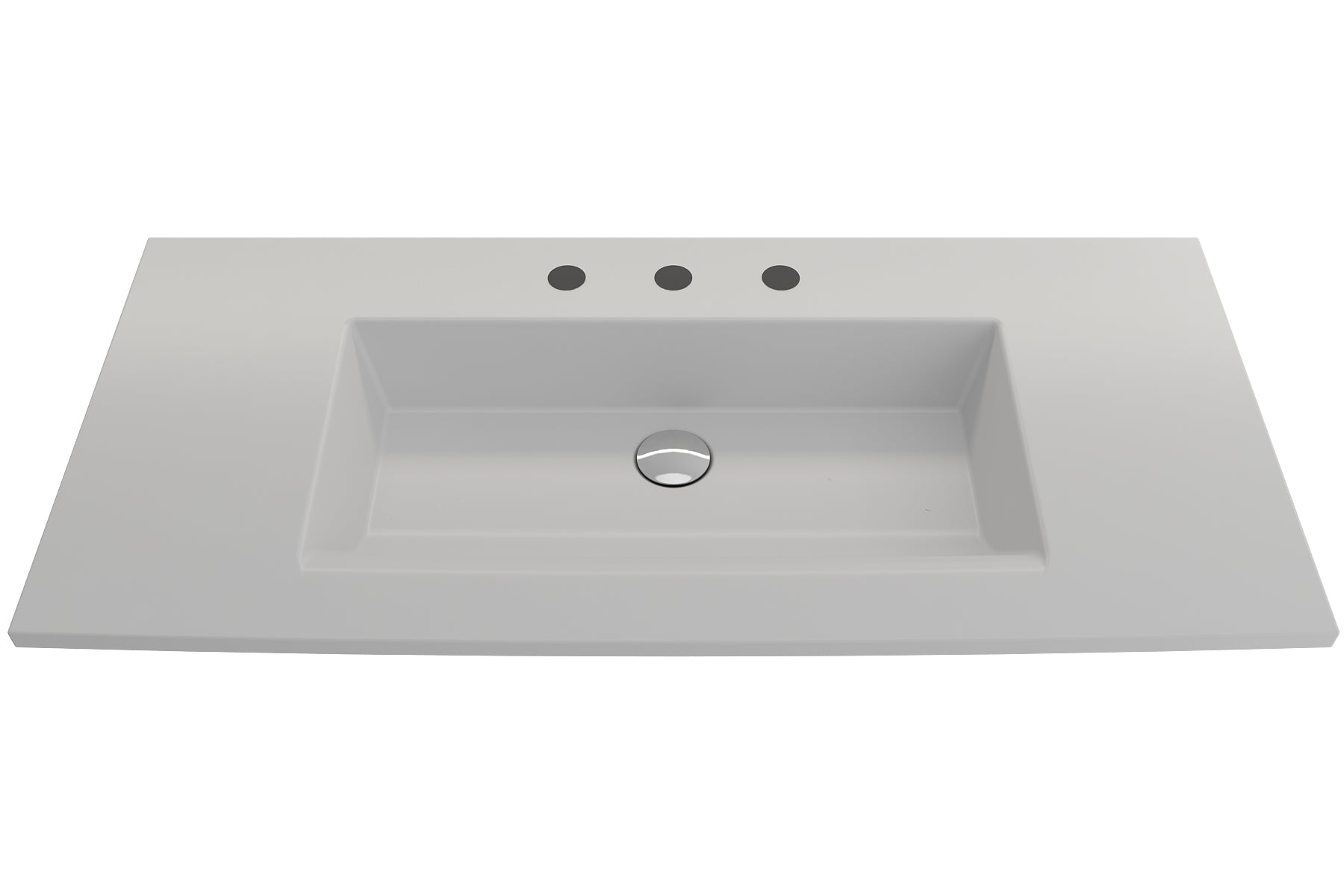Alternate Image for BOCCHI Ravenna 41" Rectangle Wallmount Fireclay Bathroom Sink, Matte White, 3 Faucet Hole, 1105-002-0127