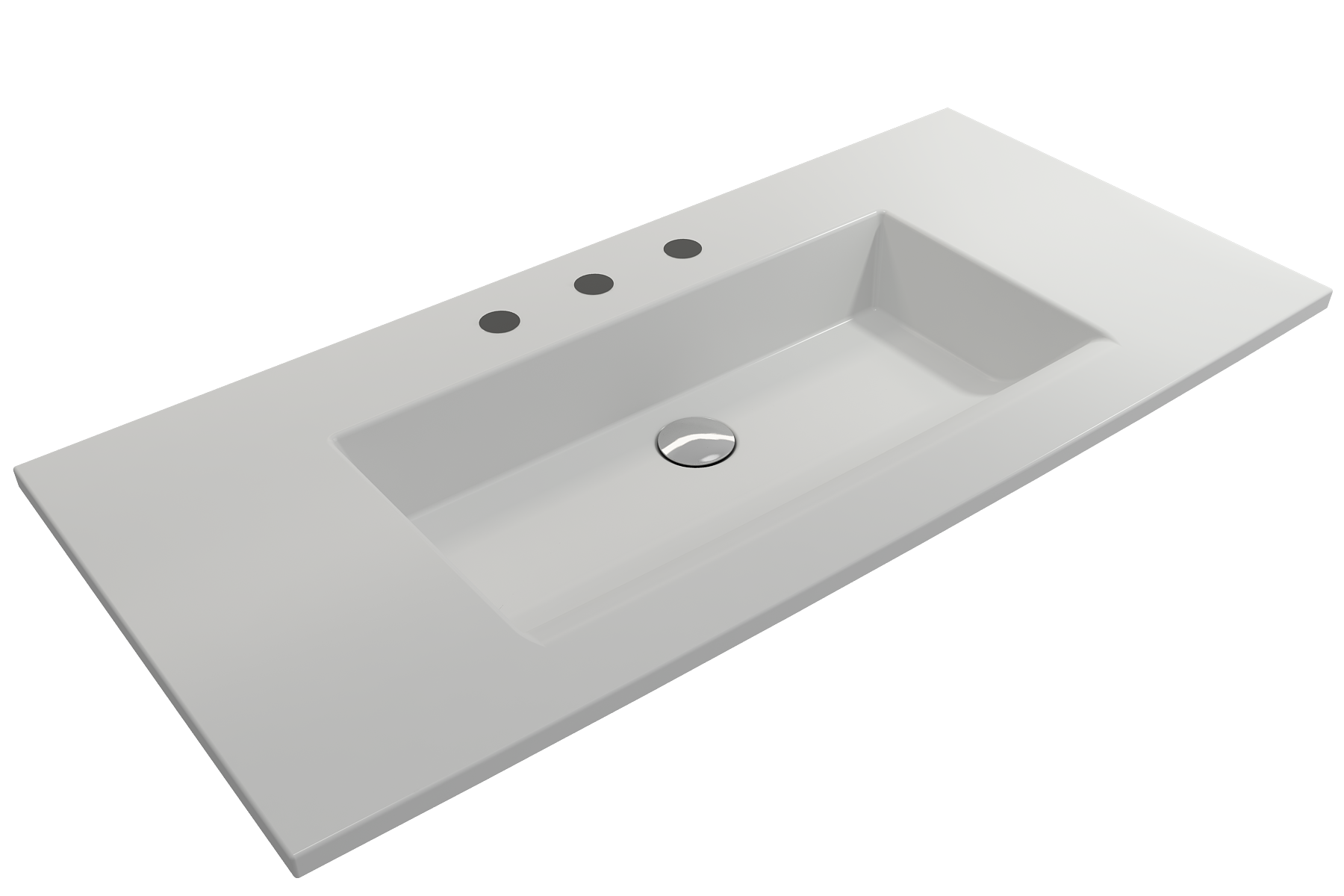 Alternate Image for BOCCHI Ravenna 41" Rectangle Wallmount Fireclay Bathroom Sink, Matte White, 3 Faucet Hole, 1105-002-0127
