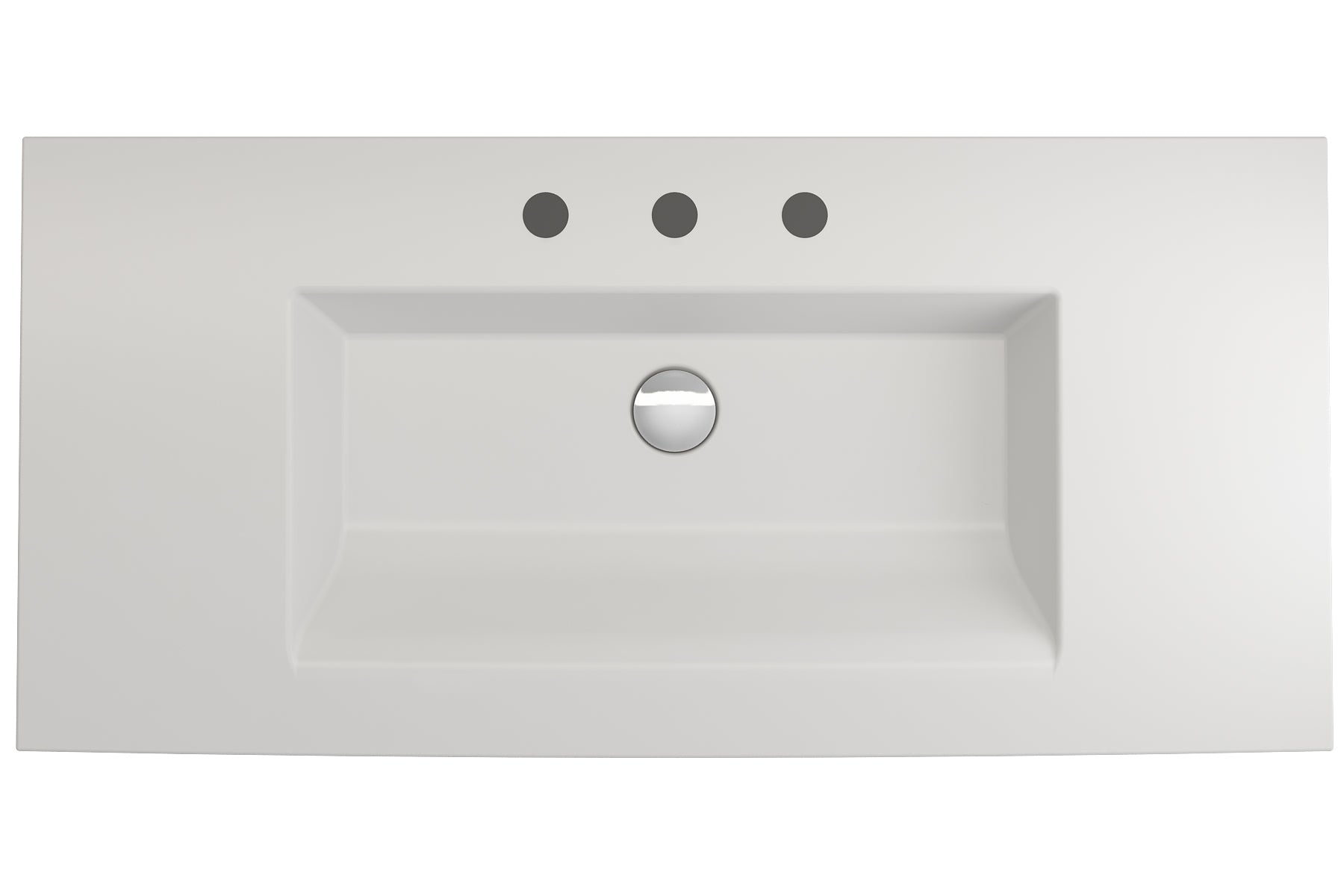 Alternate Image for BOCCHI Ravenna 41" Rectangle Wallmount Fireclay Bathroom Sink, Matte White, 3 Faucet Hole, 1105-002-0127