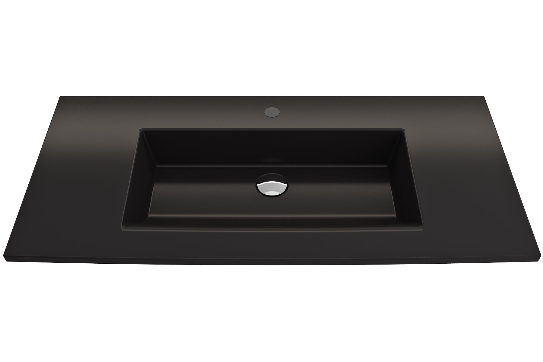 Alternate Image for BOCCHI Ravenna 41" Rectangle Wallmount Fireclay Bathroom Sink, Matte Black, Single Faucet Hole, 1105-004-0126