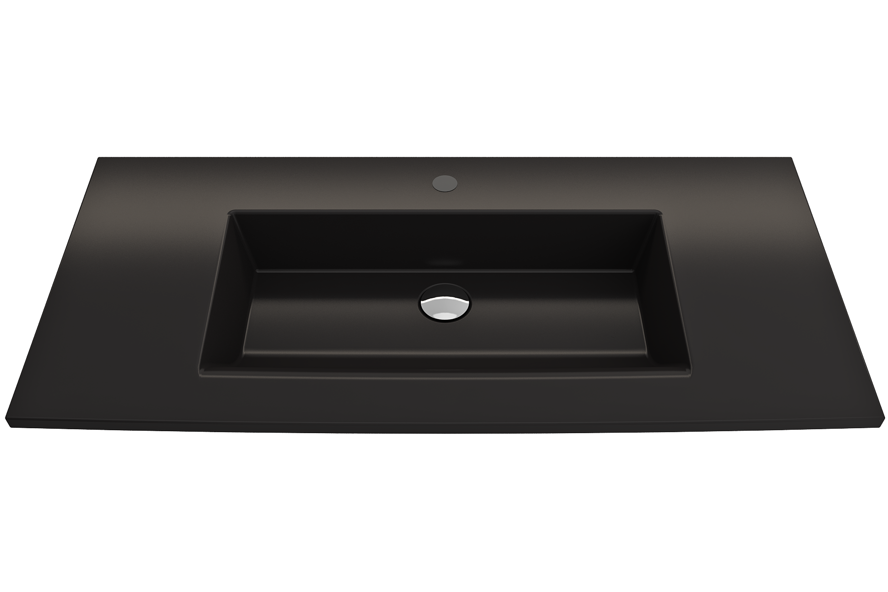 Alternate Image for BOCCHI Ravenna 41" Rectangle Wallmount Fireclay Bathroom Sink, Matte Black, Single Faucet Hole, 1105-004-0126