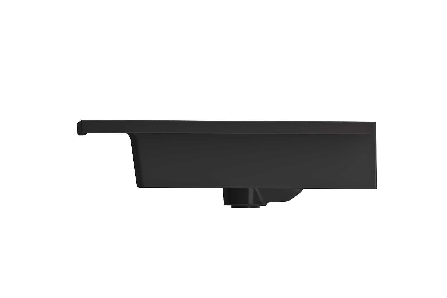 Alternate Image for BOCCHI Ravenna 41" Rectangle Wallmount Fireclay Bathroom Sink, Matte Black, Single Faucet Hole, 1105-004-0126