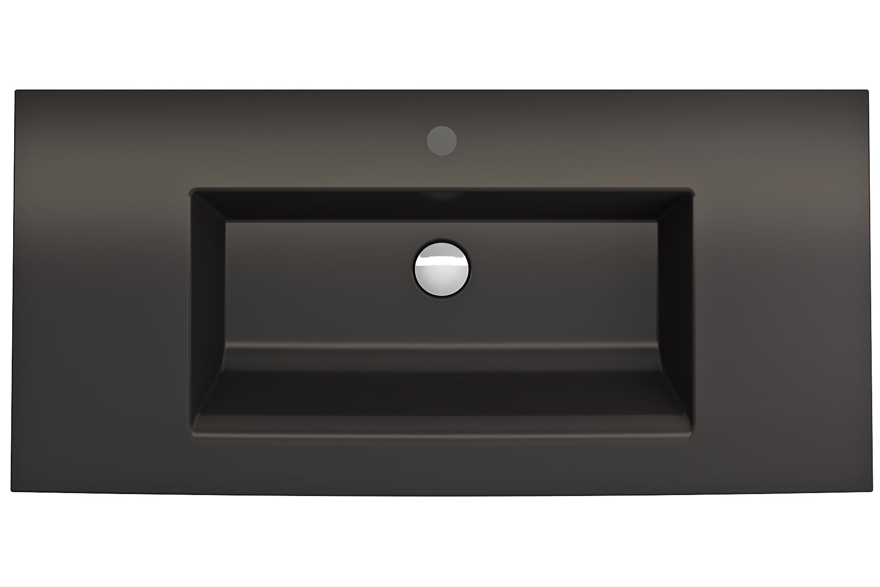 Alternate Image for BOCCHI Ravenna 41" Rectangle Wallmount Fireclay Bathroom Sink, Matte Black, Single Faucet Hole, 1105-004-0126