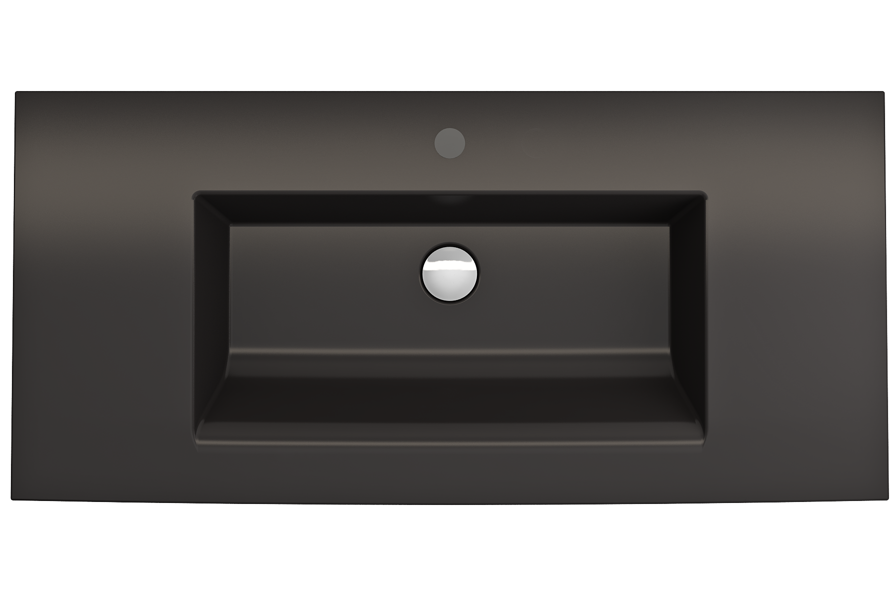 Alternate Image for BOCCHI Ravenna 41" Rectangle Wallmount Fireclay Bathroom Sink, Matte Black, Single Faucet Hole, 1105-004-0126