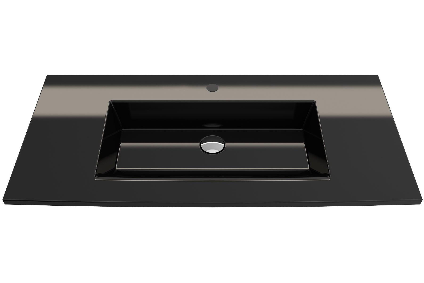 Alternate Image for BOCCHI Ravenna 41" Rectangle Wallmount Fireclay Bathroom Sink, Black, Single Faucet Hole, 1105-005-0126