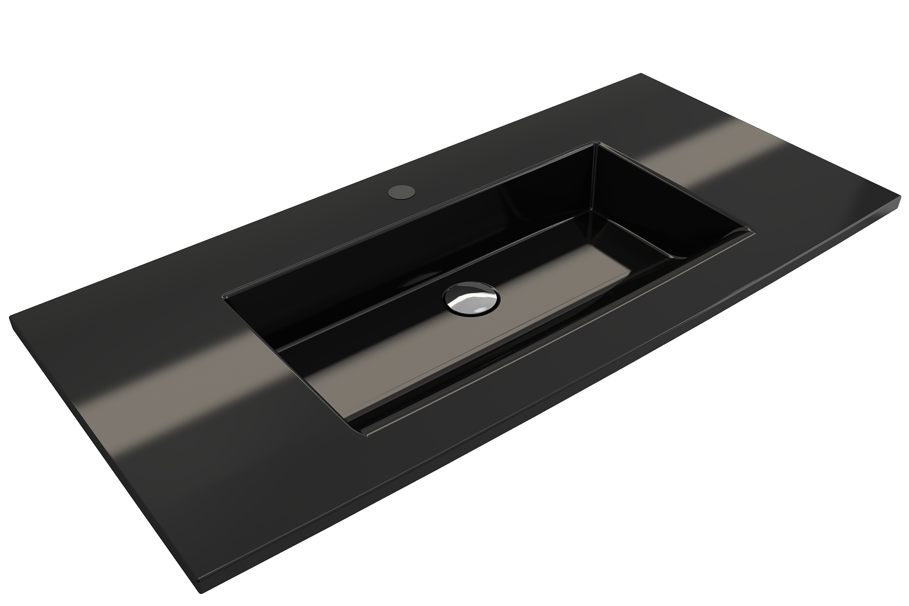 Alternate Image for BOCCHI Ravenna 41" Rectangle Wallmount Fireclay Bathroom Sink, Black, Single Faucet Hole, 1105-005-0126