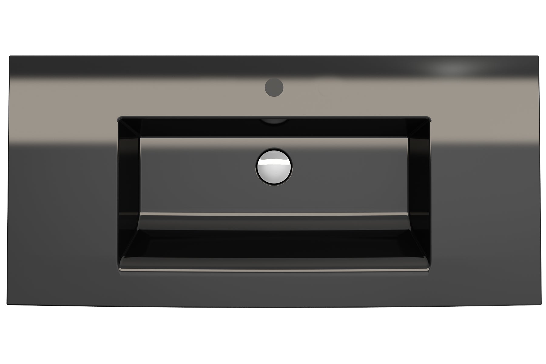 Alternate Image for BOCCHI Ravenna 41" Rectangle Wallmount Fireclay Bathroom Sink, Black, Single Faucet Hole, 1105-005-0126