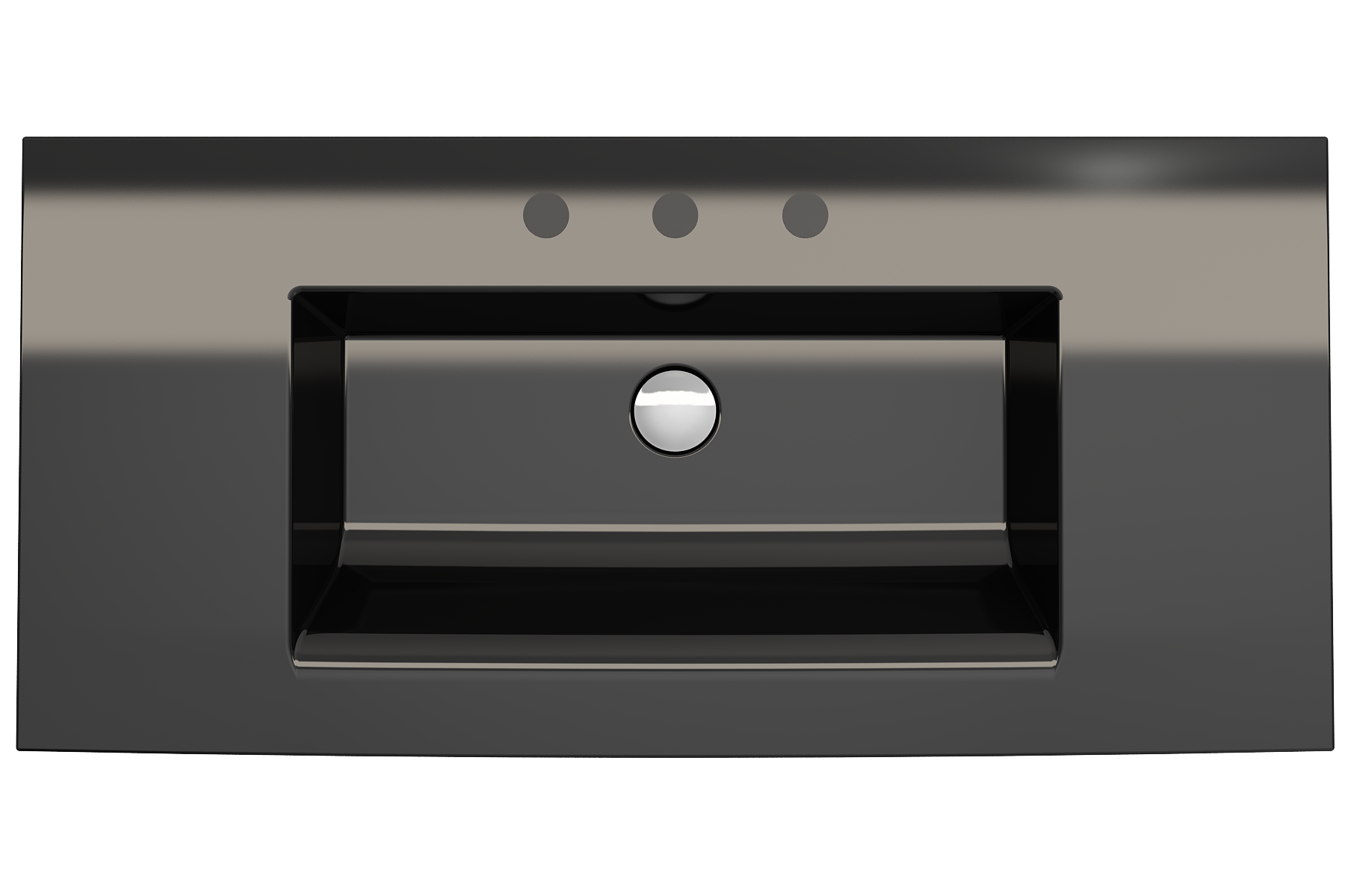 Alternate Image for BOCCHI Ravenna 41" Rectangle Wallmount Fireclay Bathroom Sink, Black, 3 Faucet Hole, 1105-005-0127