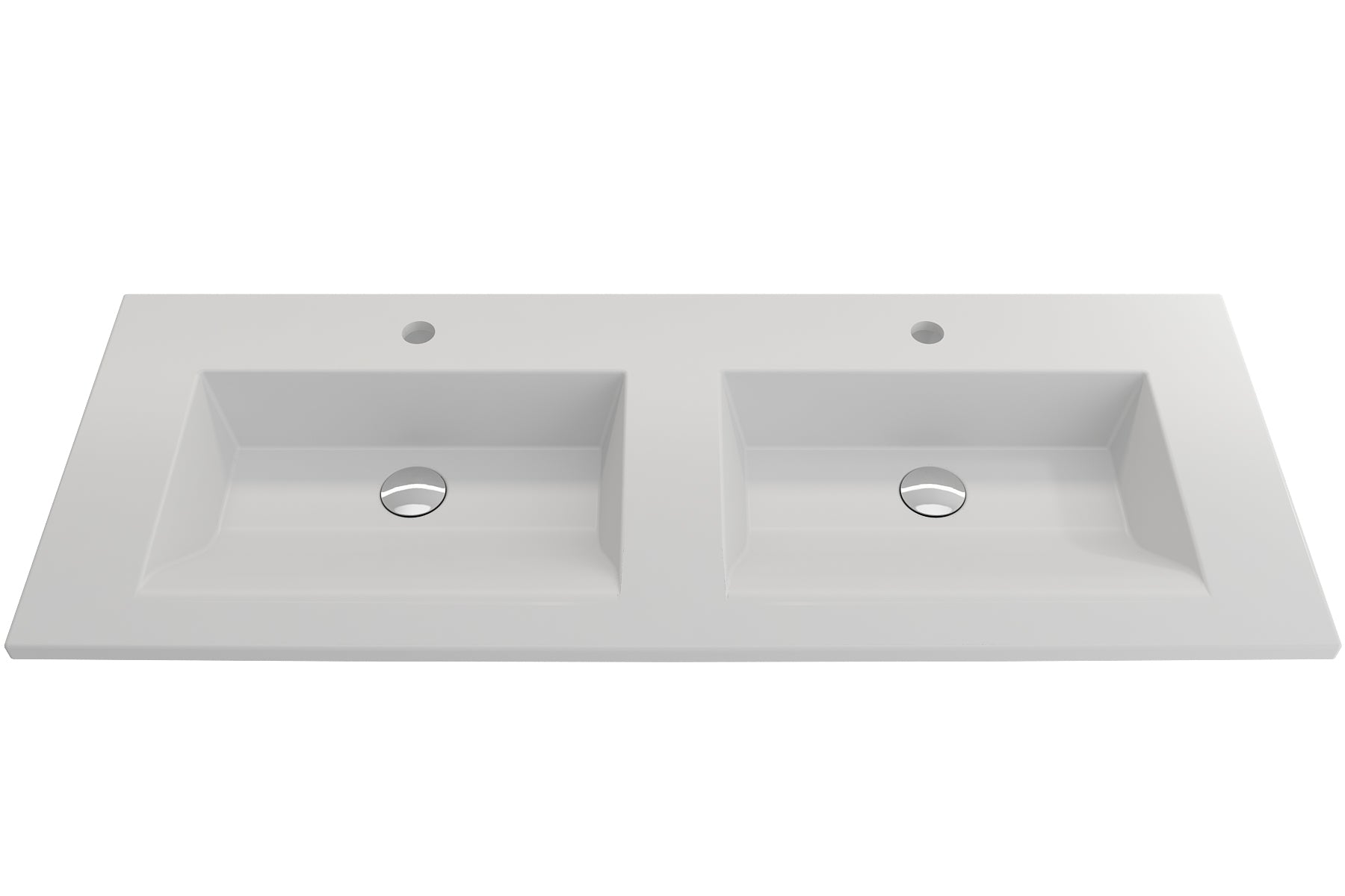 Alternate Image for BOCCHI Ravenna 48" Rectangle Wallmount Fireclay Bathroom Sink, Double Basin, Matte White, Single Faucet Hole, 1111-002-0132