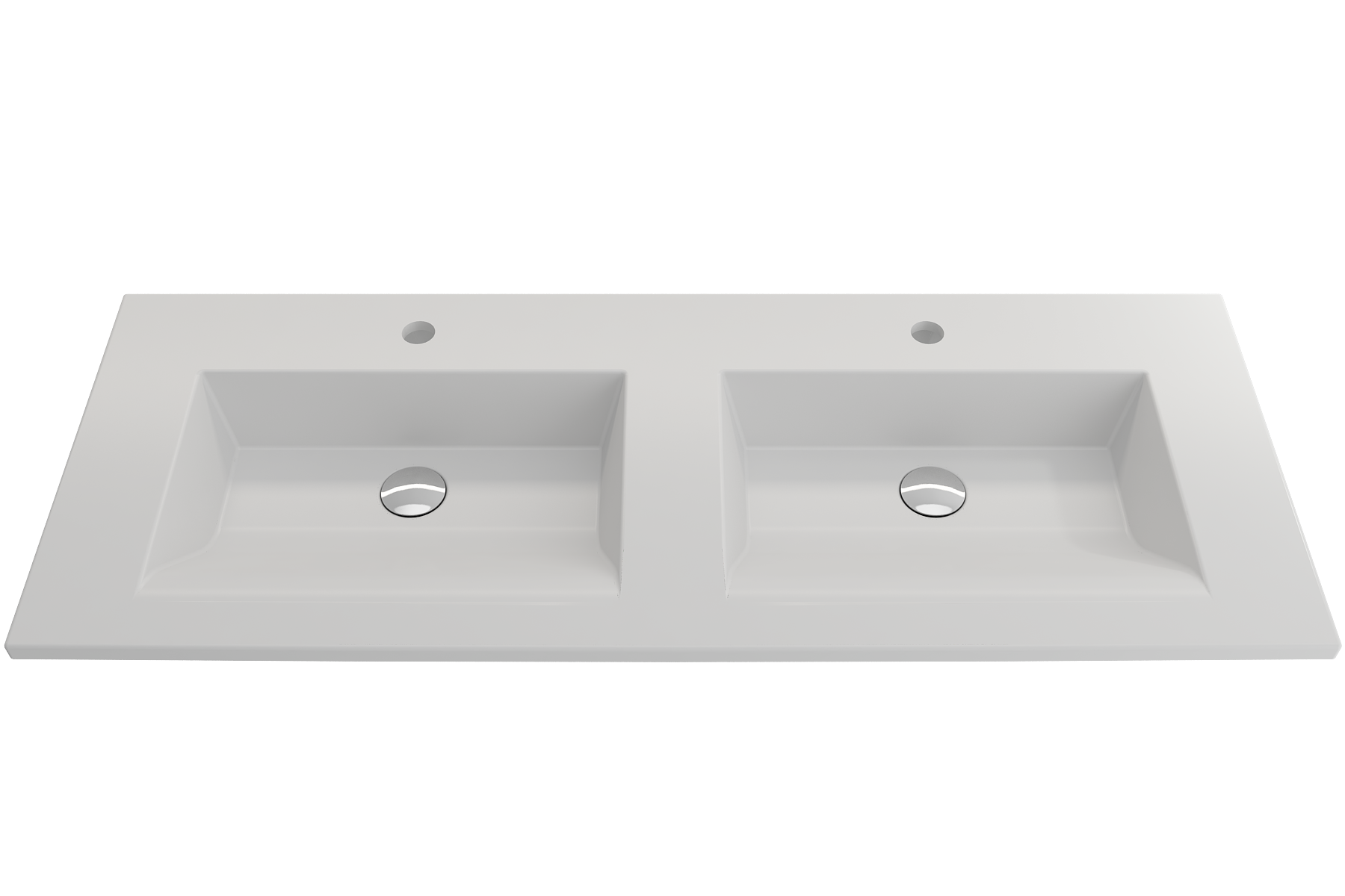 Alternate Image for BOCCHI Ravenna 48" Rectangle Wallmount Fireclay Bathroom Sink, Double Basin, Matte White, Single Faucet Hole, 1111-002-0132