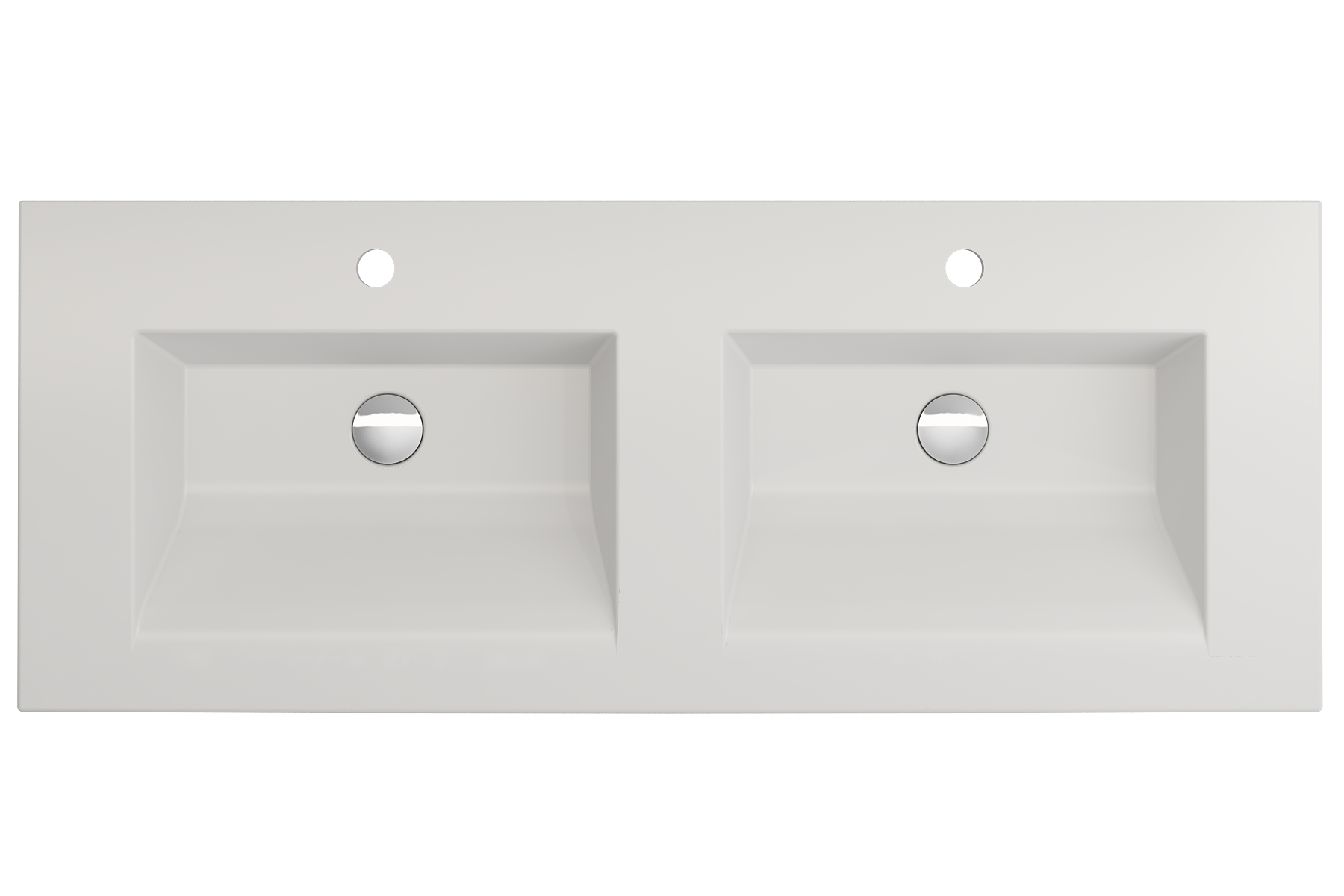 Alternate Image for BOCCHI Ravenna 48" Rectangle Wallmount Fireclay Bathroom Sink, Double Basin, Matte White, Single Faucet Hole, 1111-002-0132