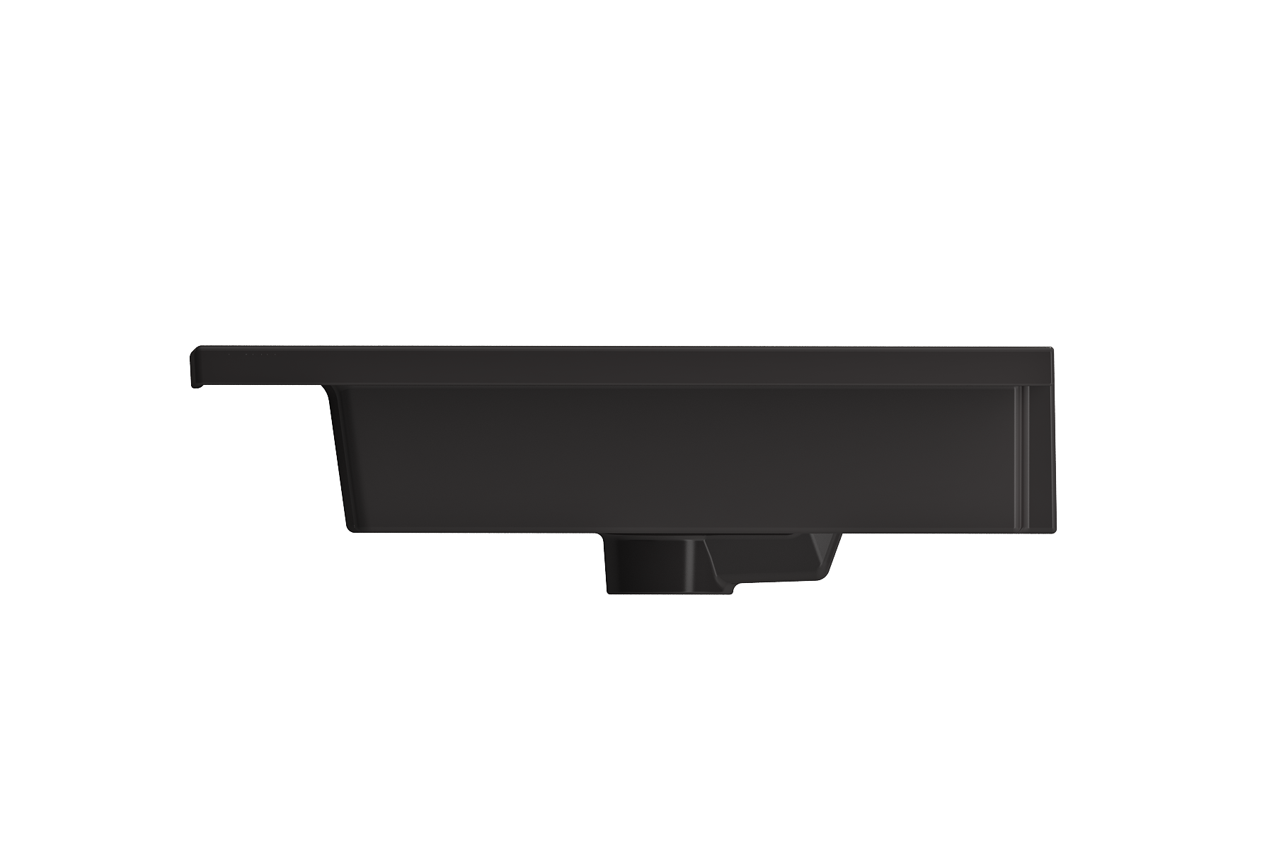 Alternate Image for BOCCHI Ravenna 48" Rectangle Wallmount Fireclay Bathroom Sink, Double Basin, Matte Black, Single Faucet Hole, 1111-004-0132