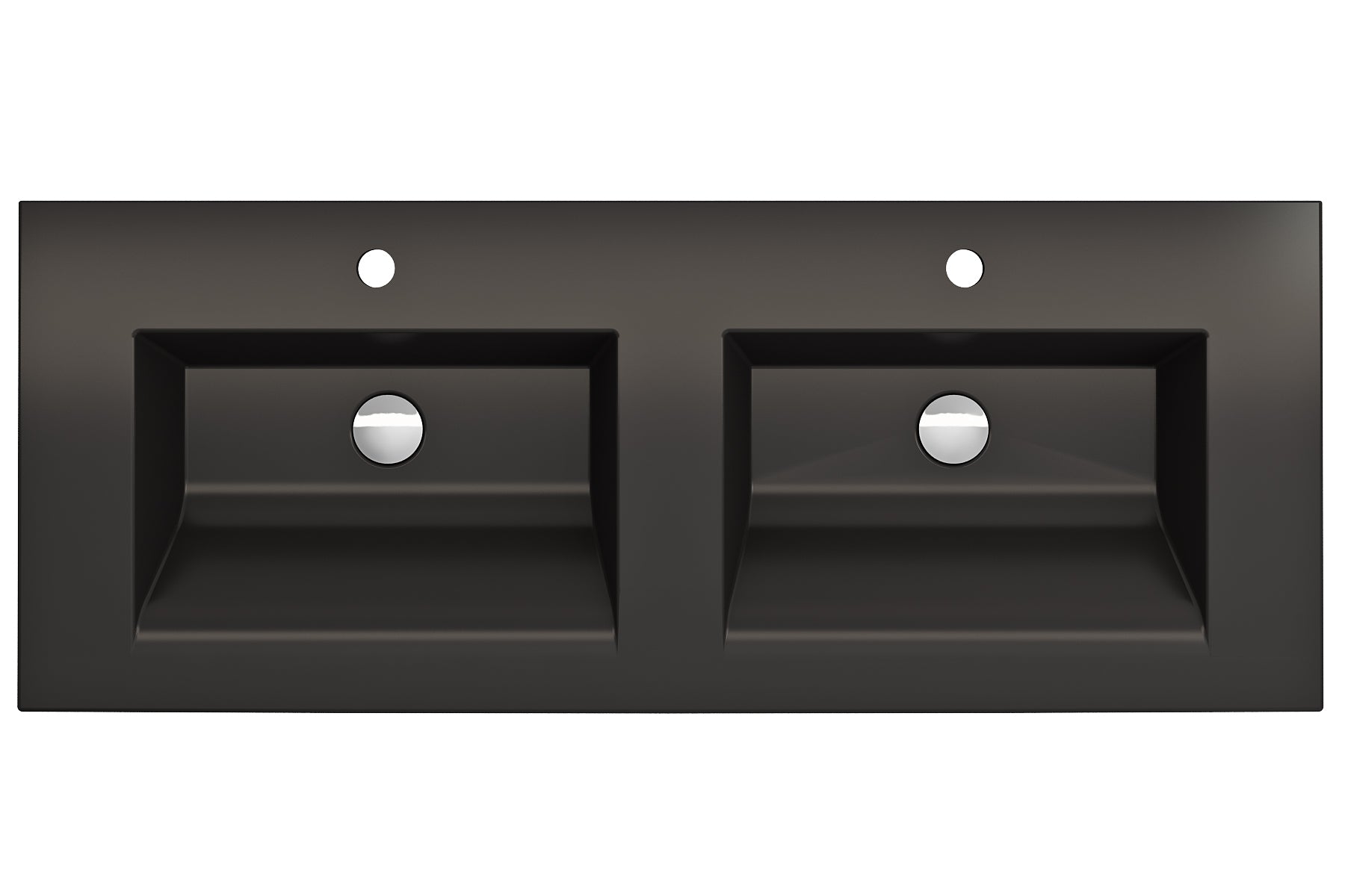 Alternate Image for BOCCHI Ravenna 48" Rectangle Wallmount Fireclay Bathroom Sink, Double Basin, Matte Black, Single Faucet Hole, 1111-004-0132
