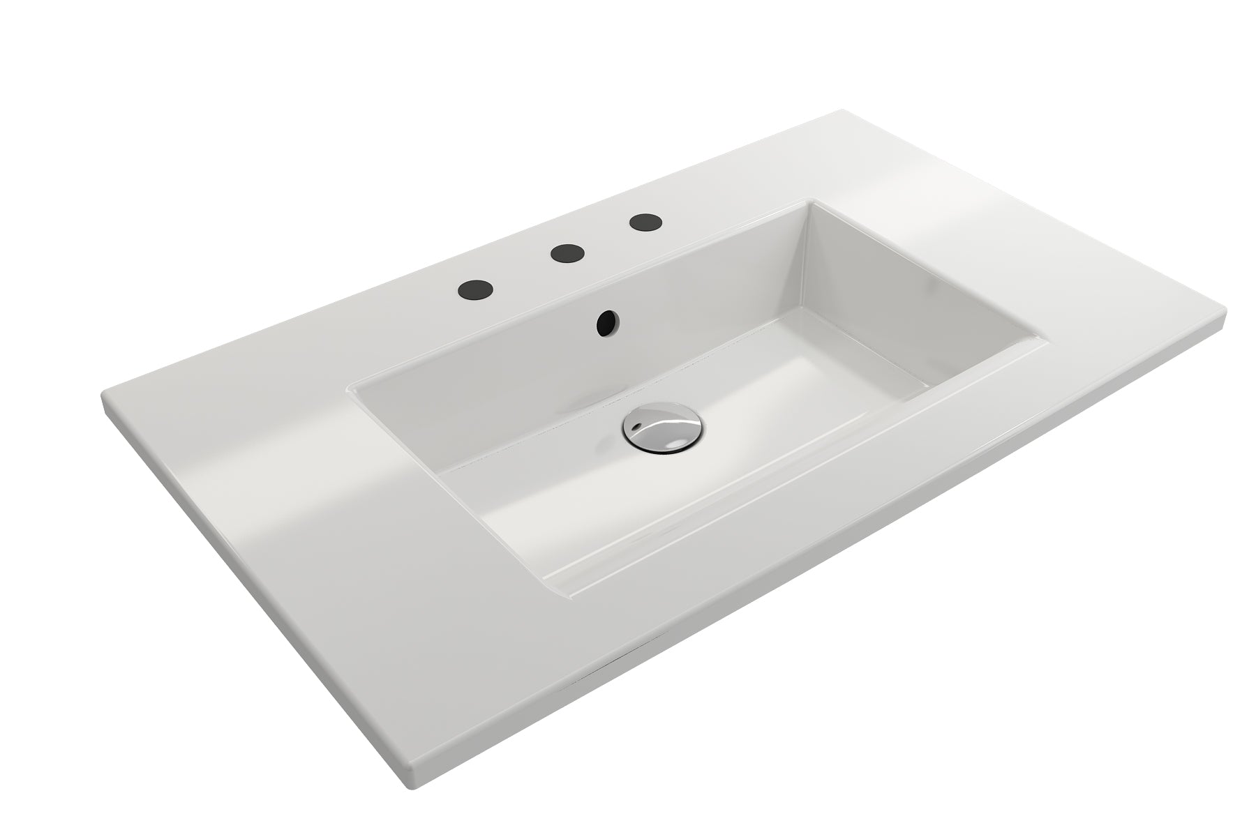 Alternate Image for BOCCHI Ravenna 32" Rectangle Wallmount Fireclay Bathroom Sink, White, 3 Faucet Hole, 1113-001-0127