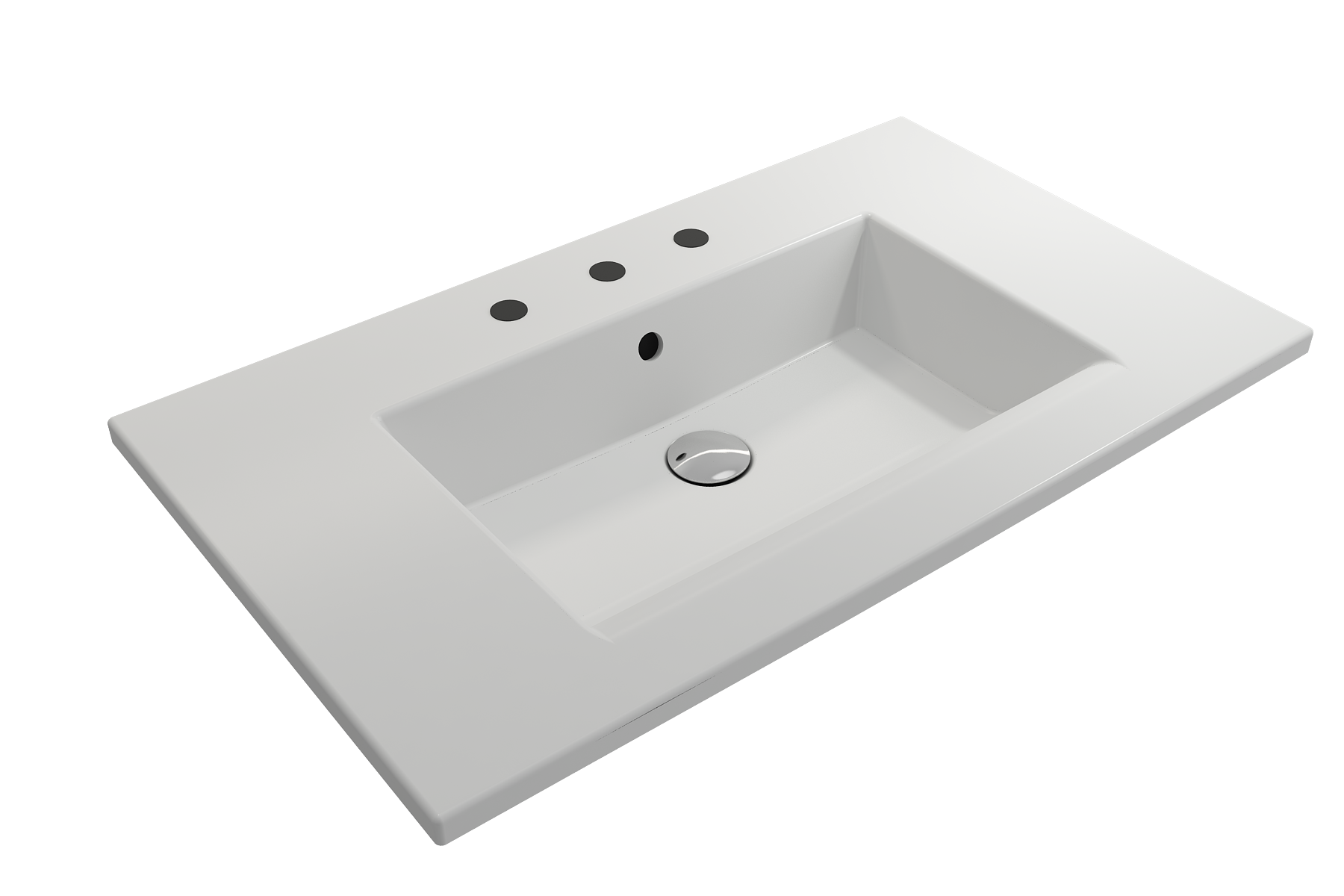 Alternate Image for BOCCHI Ravenna 32" Rectangle Wallmount Fireclay Bathroom Sink, Matte White, 3 Faucet Hole, 1113-002-0127