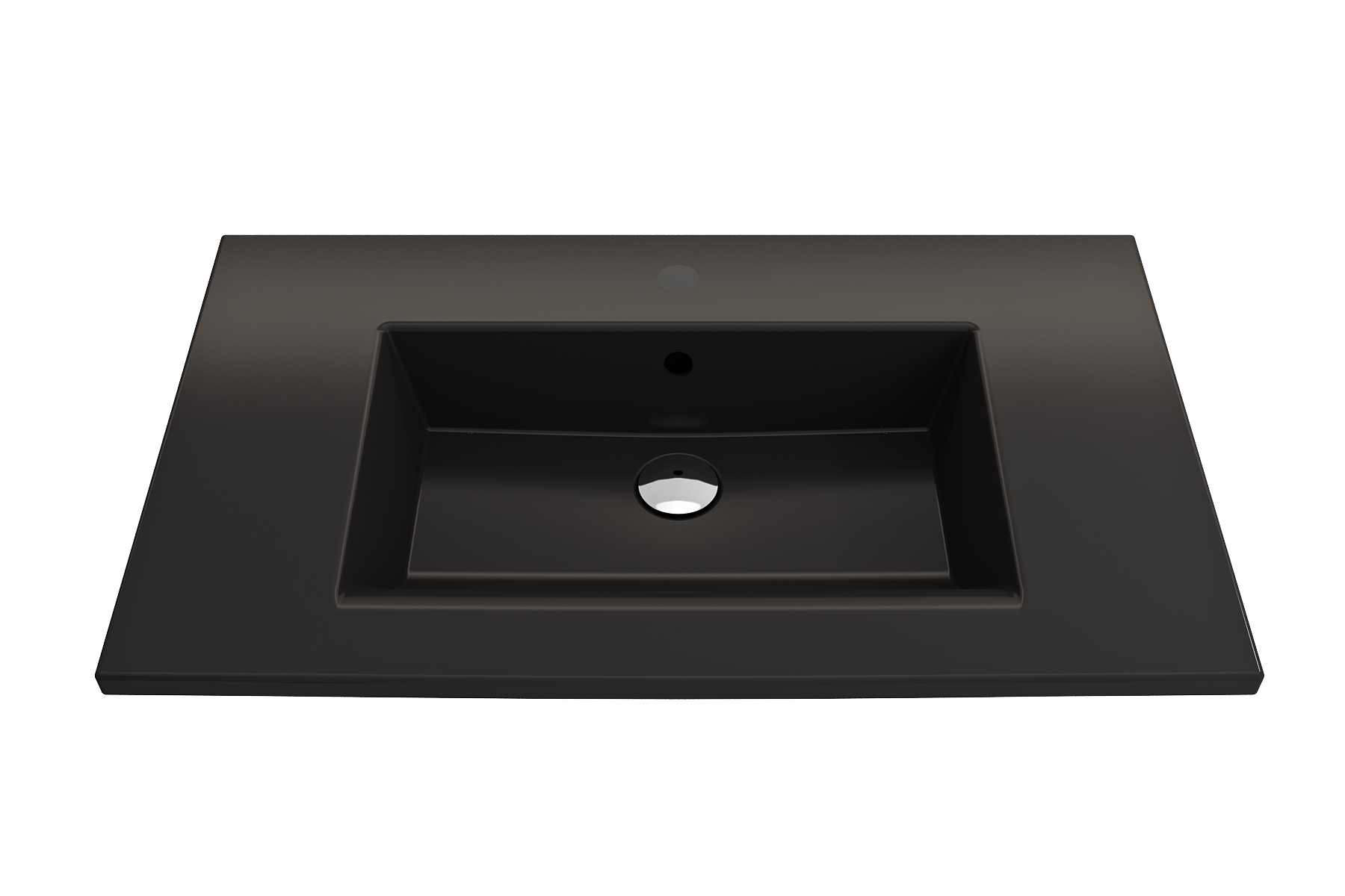 Alternate Image for BOCCHI Ravenna 32" Rectangle Wallmount Fireclay Bathroom Sink, Matte Black, Single Faucet Hole, 1113-004-0126