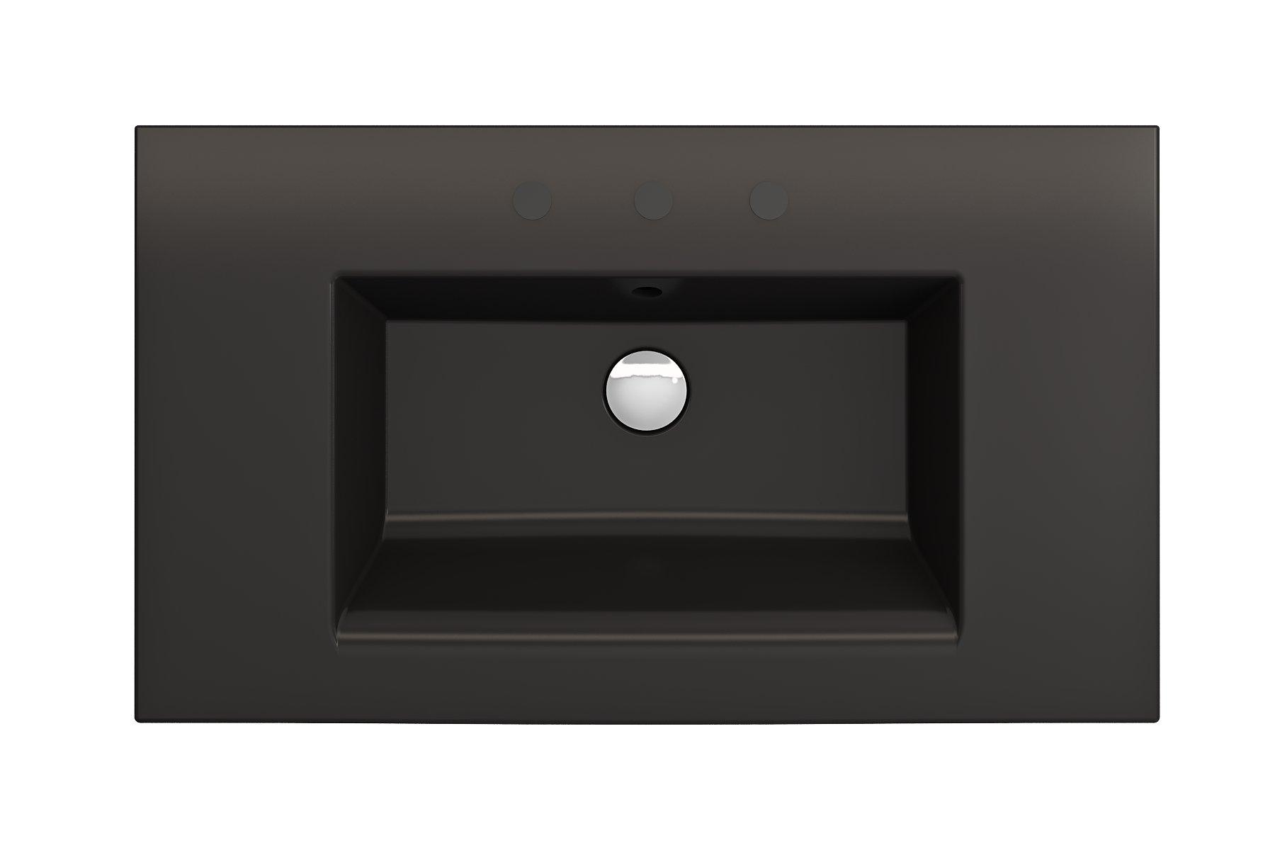Alternate Image for BOCCHI Ravenna 32" Rectangle Wallmount Fireclay Bathroom Sink, Matte Black, 3 Faucet Hole, 1113-004-0127