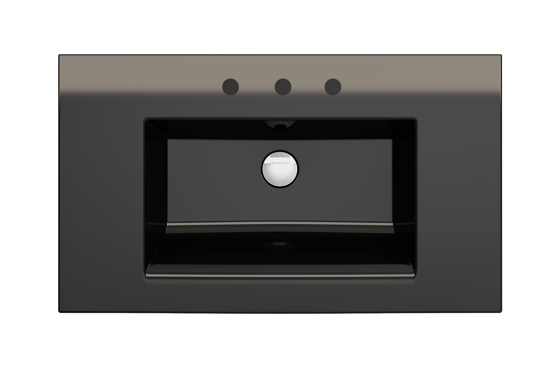 Alternate Image for BOCCHI Ravenna 32" Rectangle Wallmount Fireclay Bathroom Sink, Black, 3 Faucet Hole, 1113-005-0127