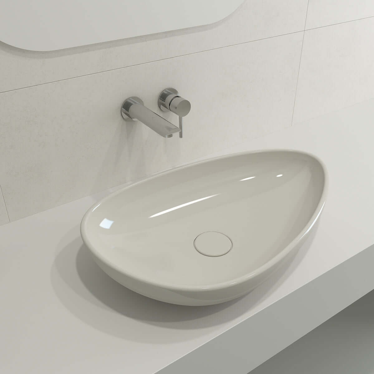 Alternate Image for BOCCHI Etna 23" Palette Shaped Vessel Fireclay Bathroom Sink, Biscuit, 1114-014-0125