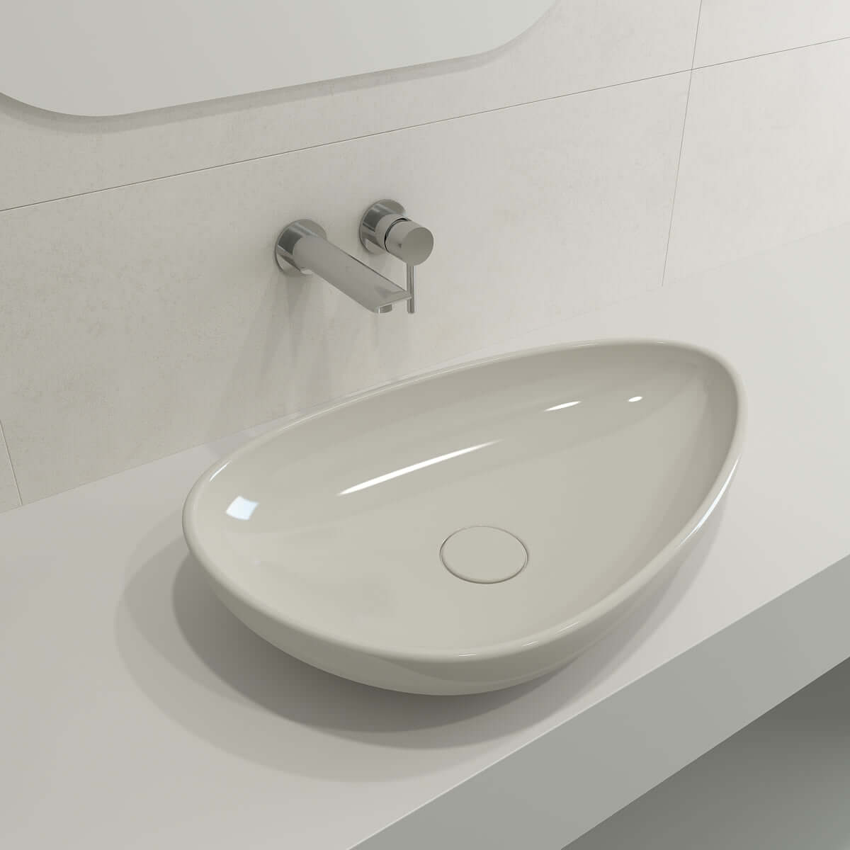 Alternate Image for BOCCHI Etna 23" Palette Shaped Vessel Fireclay Bathroom Sink, Biscuit, 1114-014-0125