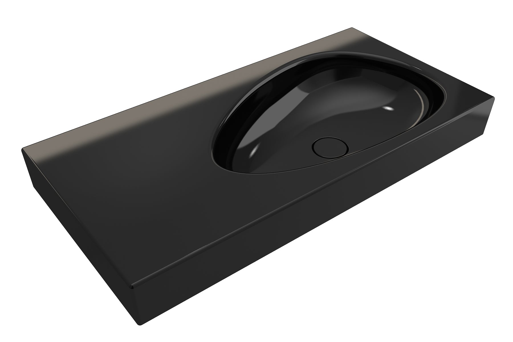 Alternate Image for BOCCHI Etna 36" Palette Shaped Wallmount Fireclay Bathroom Sink, Black, 1115-005-0125