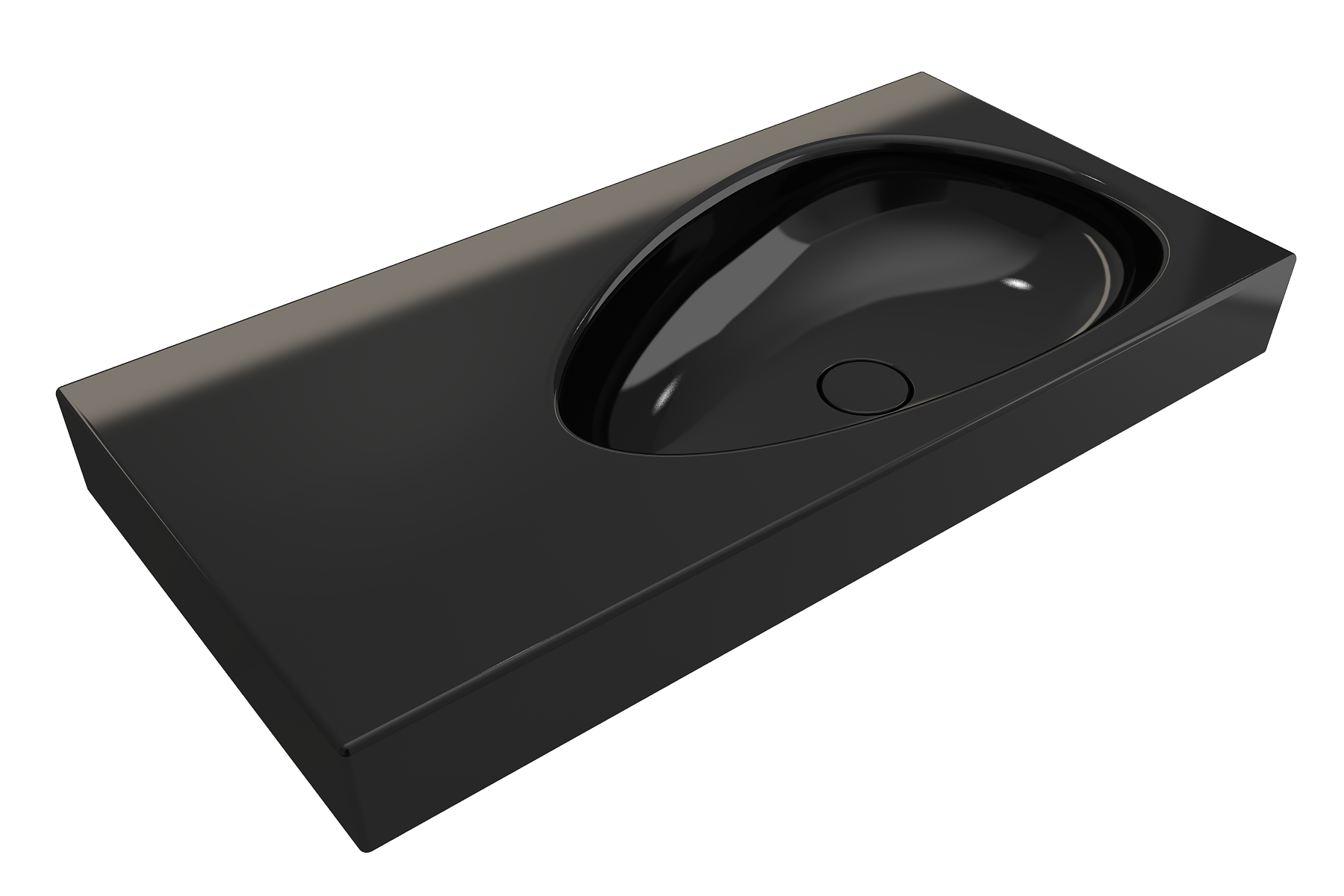 Alternate Image for BOCCHI Etna 36" Palette Shaped Wallmount Fireclay Bathroom Sink, Black, 1115-005-0125