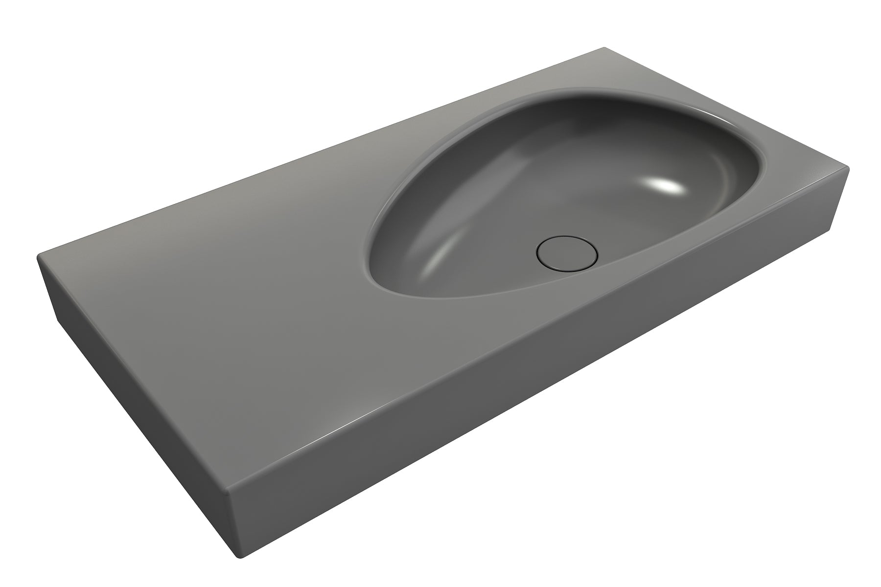 Alternate Image for BOCCHI Etna 36" Palette Shaped Wallmount Fireclay Bathroom Sink, Matte Gray, 1115-006-0125