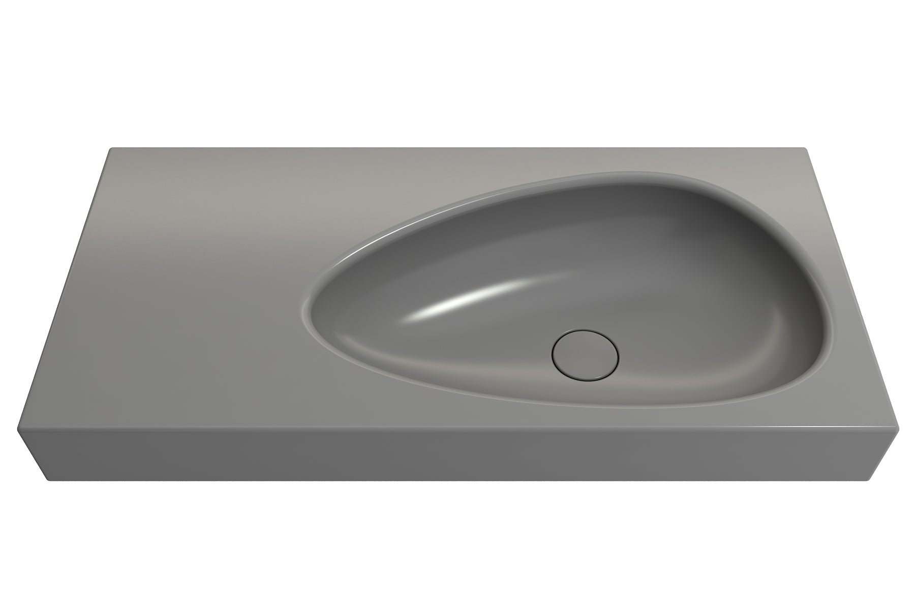 Alternate Image for BOCCHI Etna 36" Palette Shaped Wallmount Fireclay Bathroom Sink, Matte Gray, 1115-006-0125