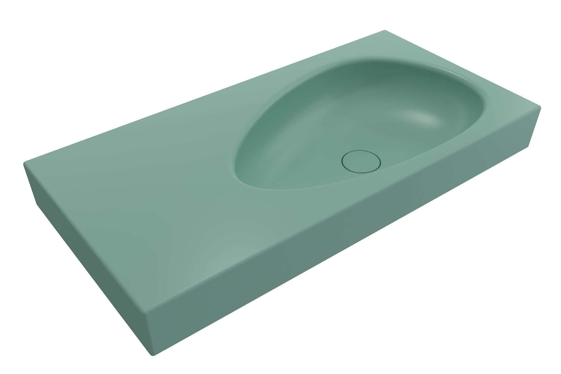 Alternate Image for BOCCHI Etna 36" Palette Shaped Wallmount Fireclay Bathroom Sink, Matte Mint Green, 1115-033-0125