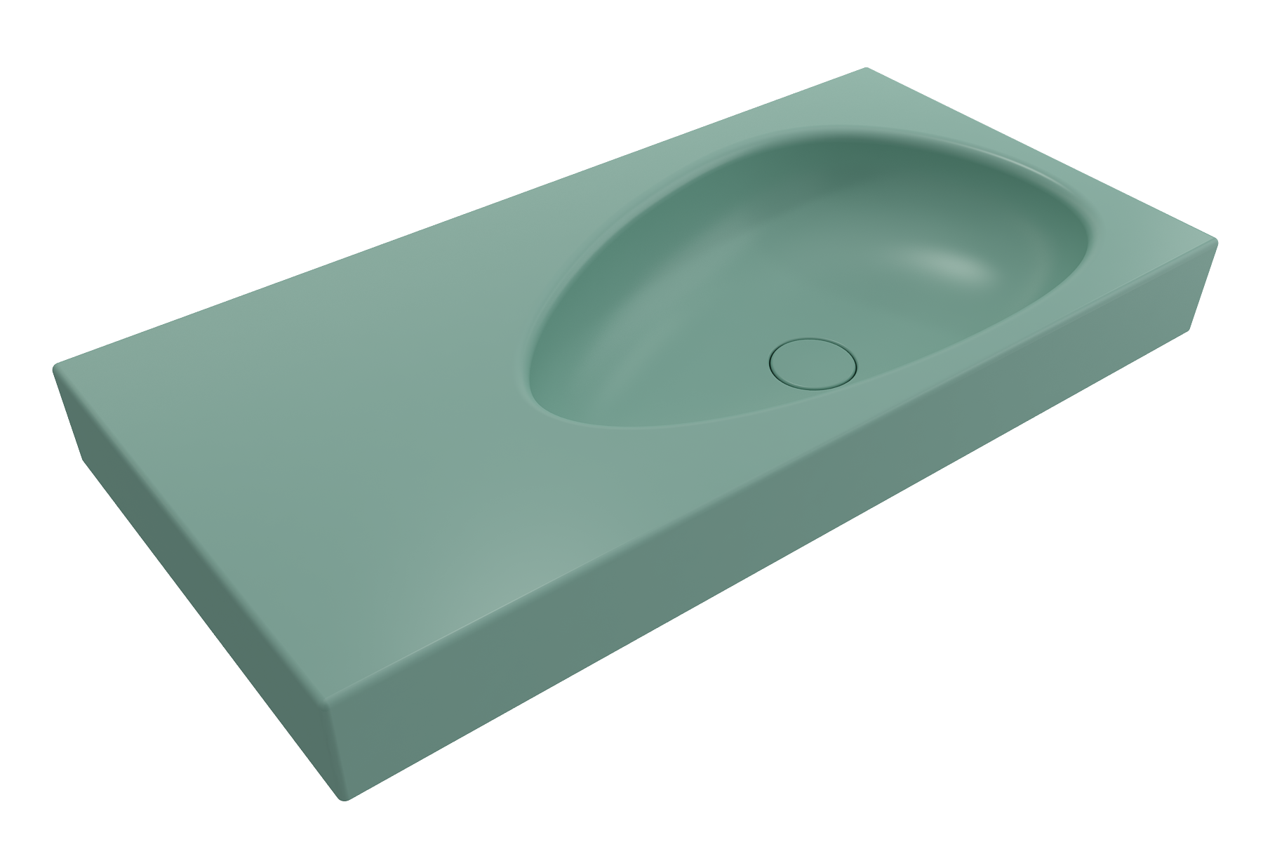Alternate Image for BOCCHI Etna 36" Palette Shaped Wallmount Fireclay Bathroom Sink, Matte Mint Green, 1115-033-0125