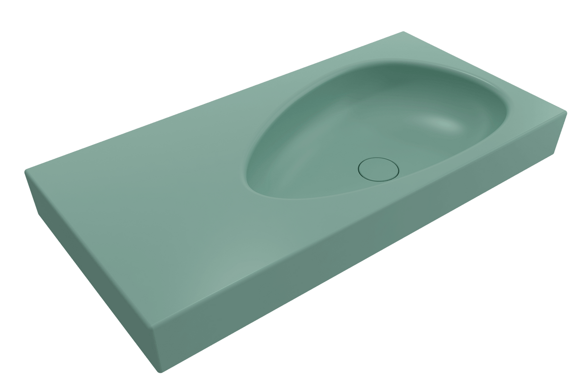 Alternate Image for BOCCHI Etna 36" Palette Shaped Wallmount Fireclay Bathroom Sink, Matte Mint Green, 1115-033-0125